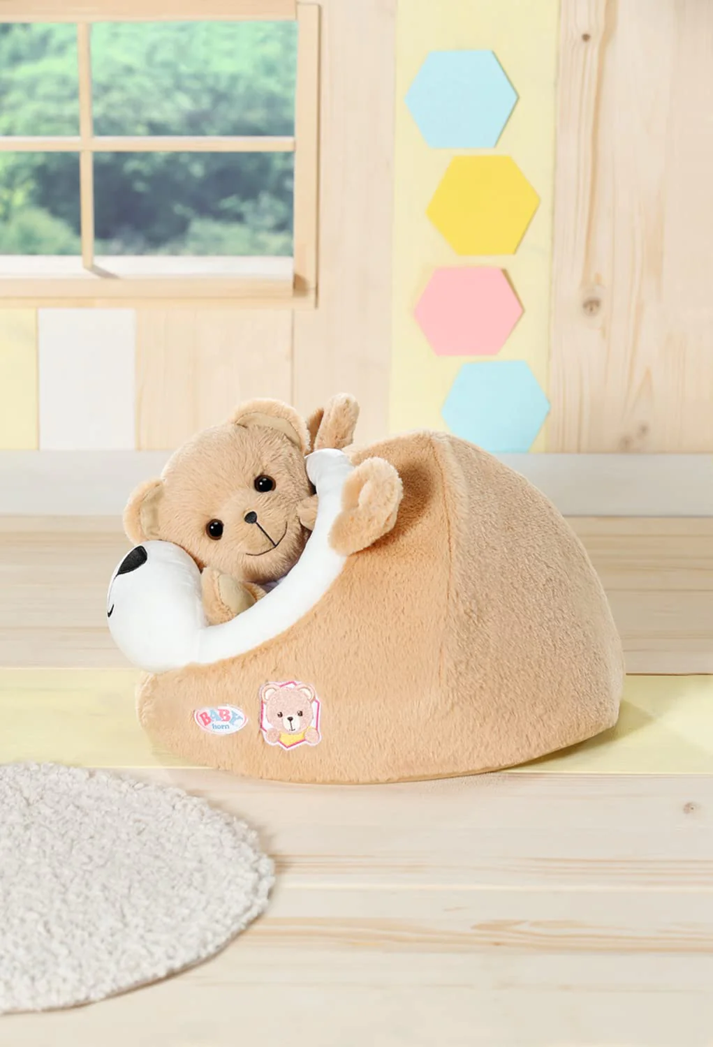 BABY born Bärenhöhle, Kuschelhöhle für Teddybären aus weichem Plüsch in Teddyform mit Ohren, 836927 Zapf Creation, Beige - Image 2