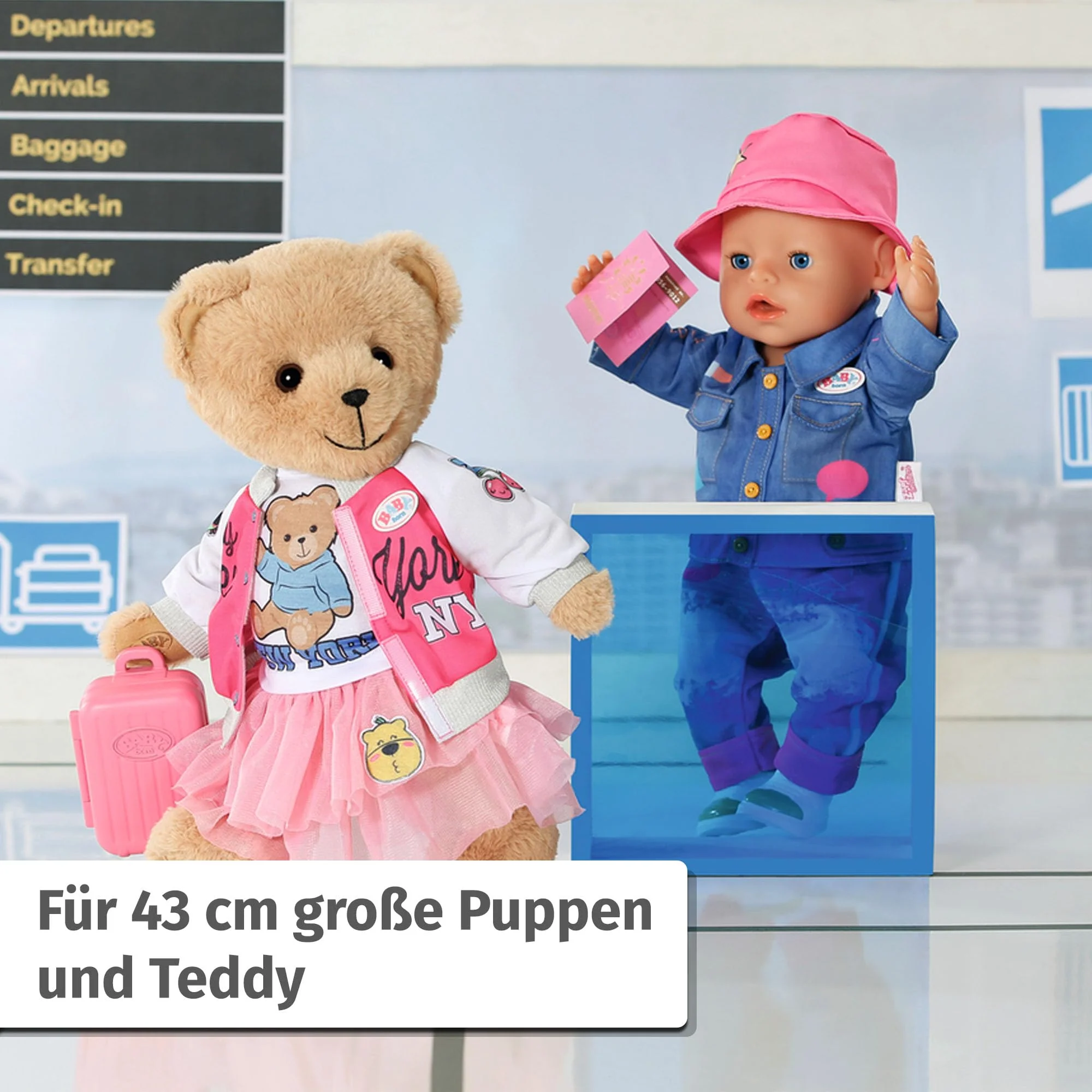 BABY born Deluxe Reiseoutfit mit Puppenkleid, Hut, Schuhen, Reisepass und Koffer für 43cm Puppen, 836316 Zapf Creation - Image 3