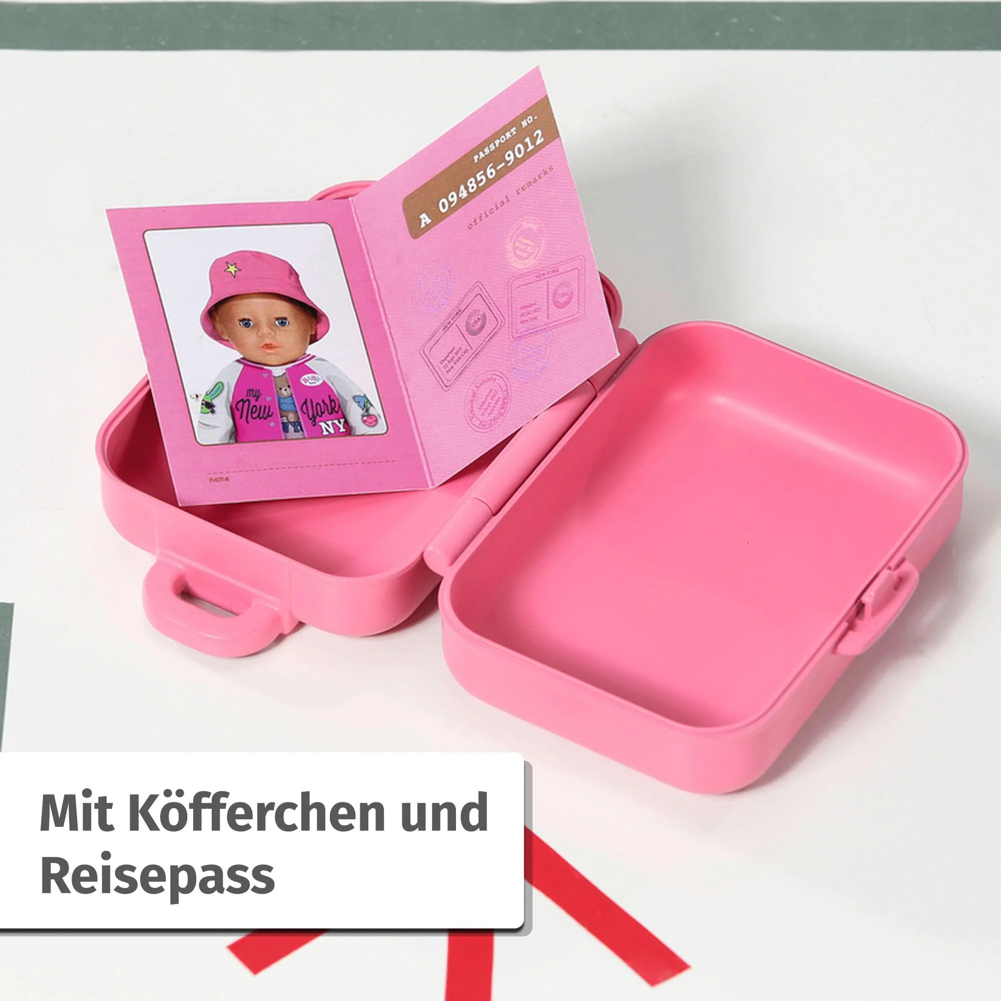 BABY born Deluxe Reiseoutfit mit Puppenkleid, Hut, Schuhen, Reisepass und Koffer für 43cm Puppen, 836316 Zapf Creation - Image 4
