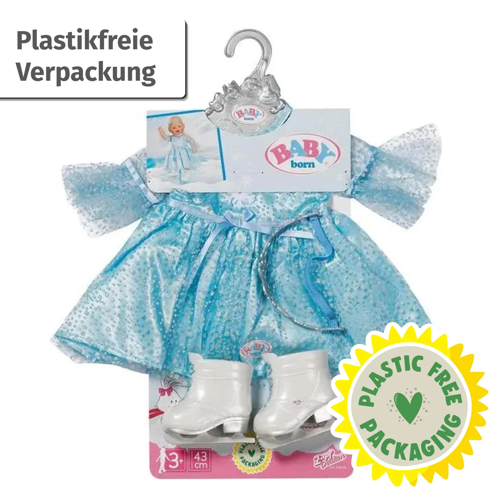 BABY born Eisprinzessin 43cm, Eisprinzessinen-Kleid mit Schlittschuhen und Tiara für 43 cm Puppen, 836095 Zapf Creation - Image 2