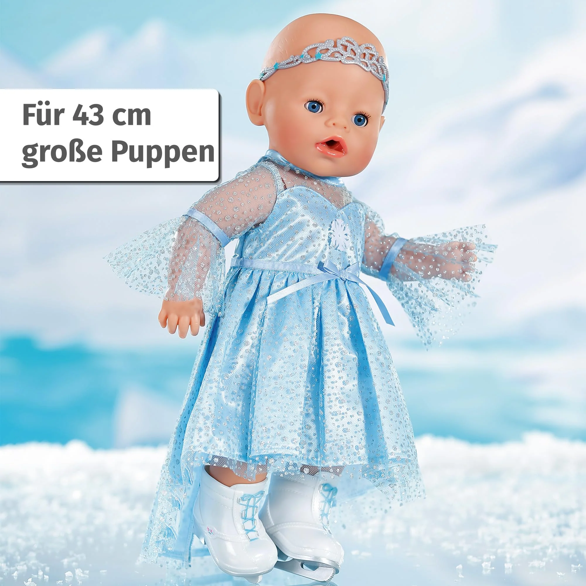 BABY born Eisprinzessin 43cm, Eisprinzessinen-Kleid mit Schlittschuhen und Tiara für 43 cm Puppen, 836095 Zapf Creation - Image 3