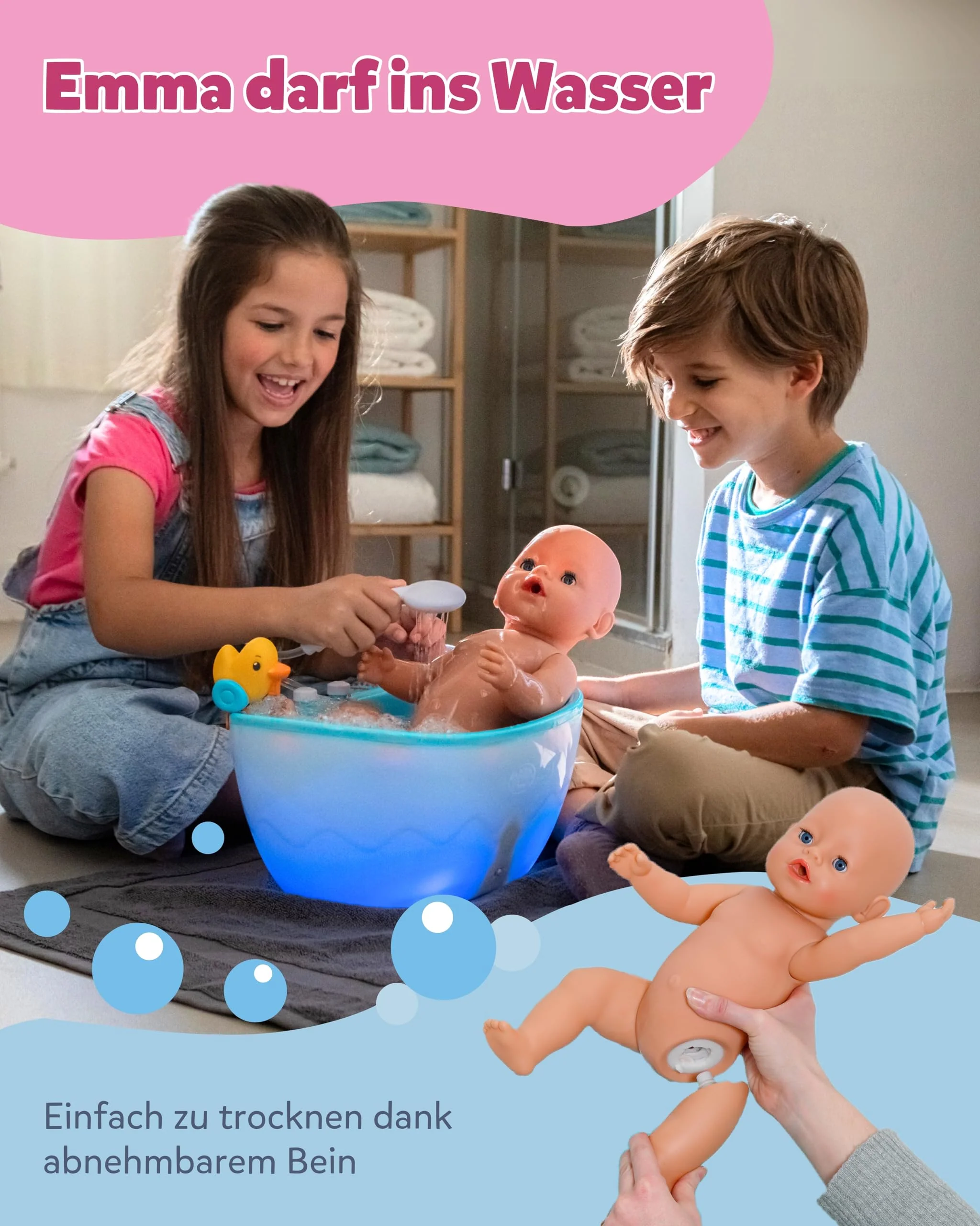 BABY born Emma - 43 cm große Babypuppe - 10 Funktionen inkl. Accessoires & Strampler - Funktioniert komplett ohne Batterien - Geeignet für Kinder ab 3 Jahren - Image 6