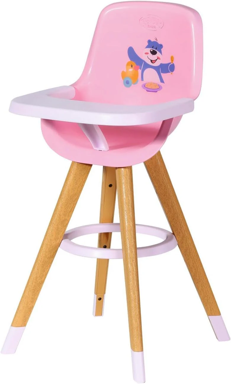 BABY born Hochstuhl - Puppenstuhl in moderner Holzoptik - Hochwertiges Puppen Zubehör - Geeignet für Kinder ab 3 Jahren