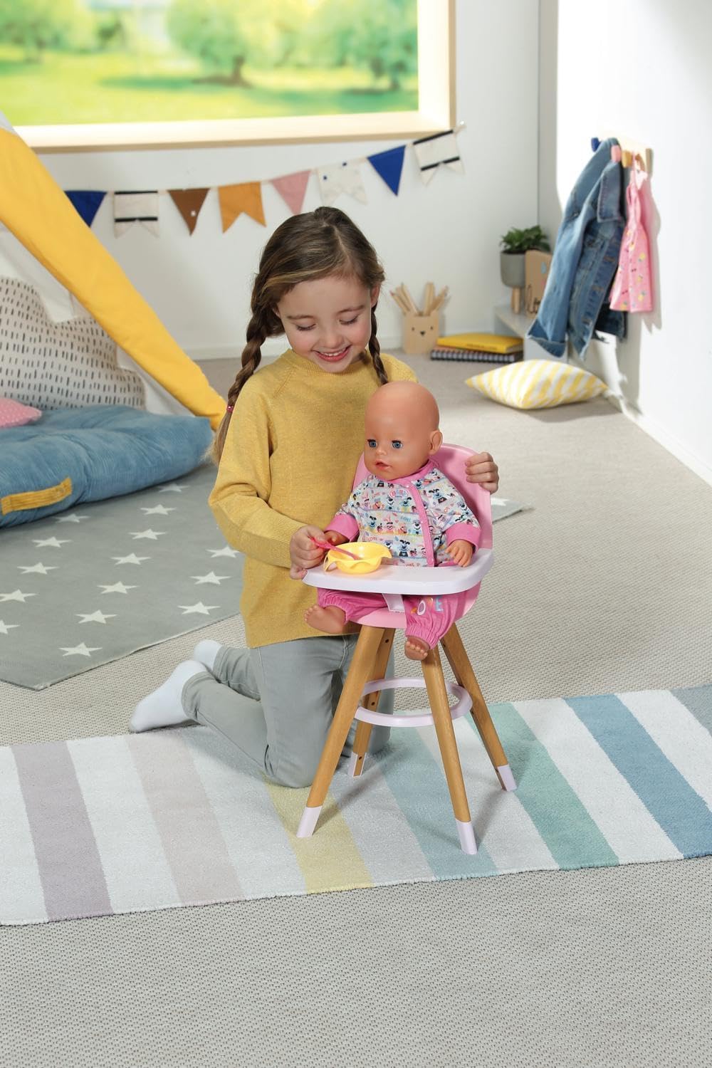 BABY born Hochstuhl - Puppenstuhl in moderner Holzoptik - Hochwertiges Puppen Zubehör - Geeignet für Kinder ab 3 Jahren - Image 6
