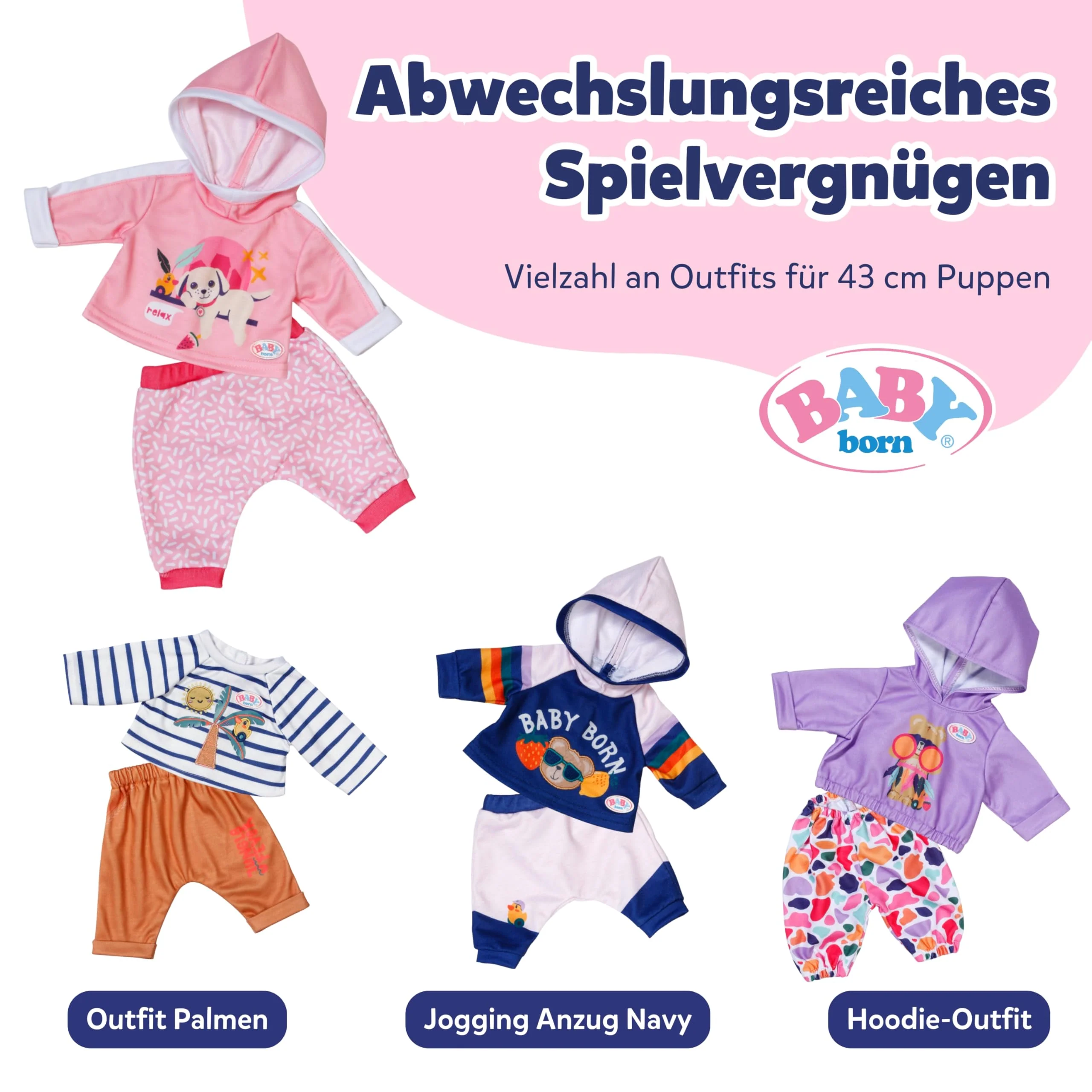 BABY born Jogging-Anzug - Mit Hoodie inkl. Hunde-Print & gemusterter Hose - Hochwertiges Puppenzubehör - Kleidung geeignet für Puppen der Größe 43 cm - Image 3
