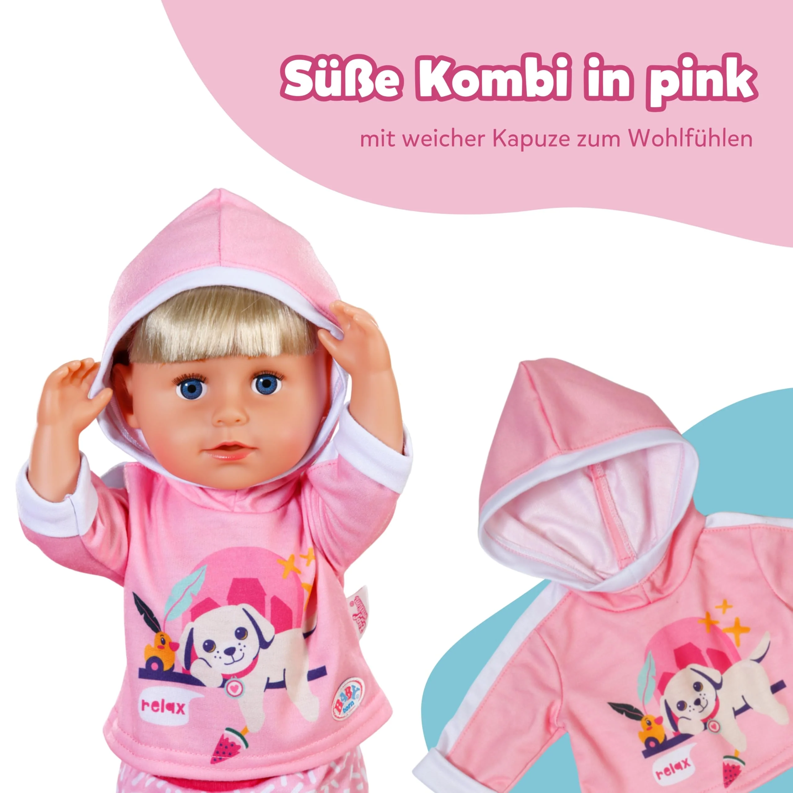 BABY born Jogging-Anzug - Mit Hoodie inkl. Hunde-Print & gemusterter Hose - Hochwertiges Puppenzubehör - Kleidung geeignet für Puppen der Größe 43 cm - Image 5