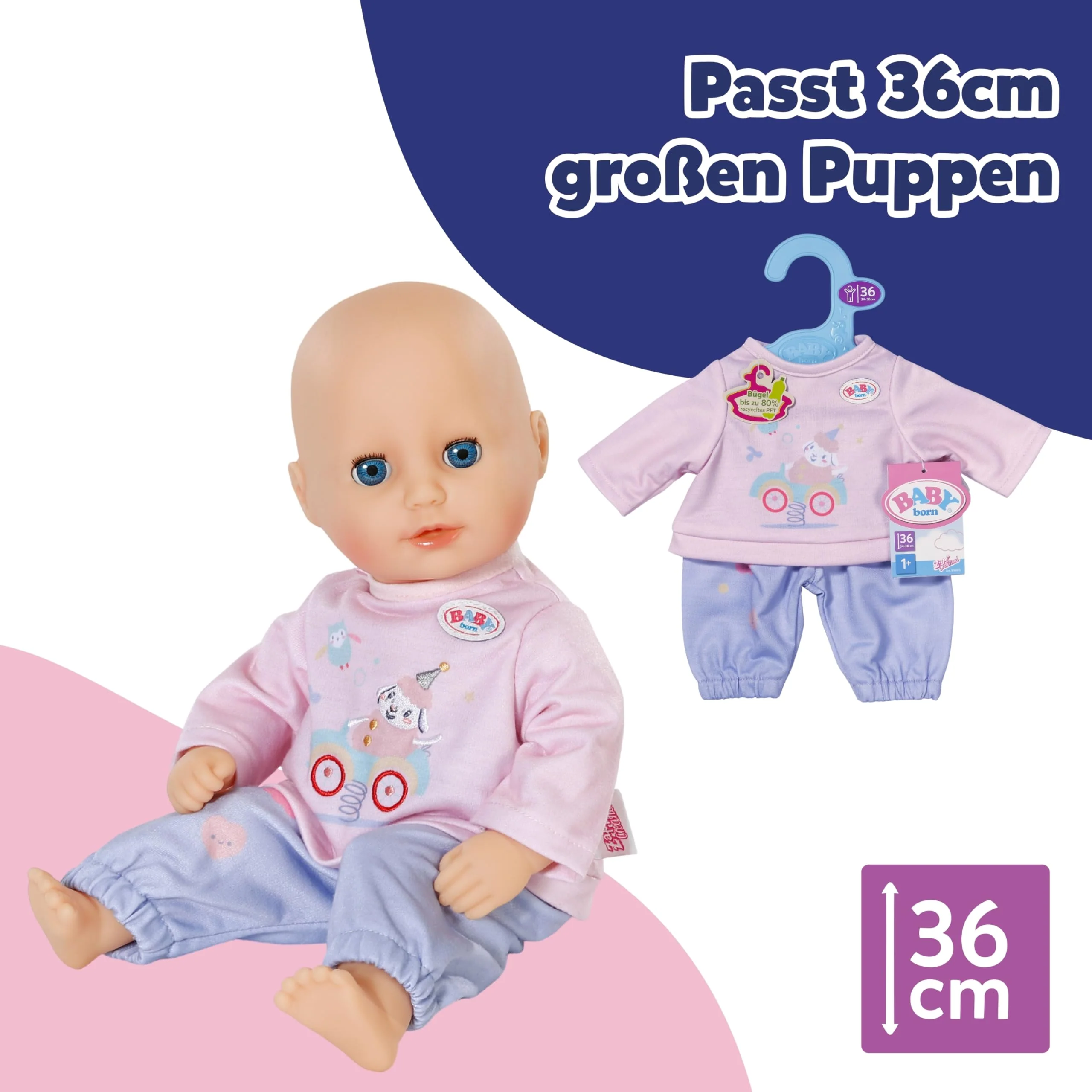 BABY born Jogginganzug - Puppenanzug mit rosa Langarm-Shirt & lila Hose - Hochwertige Puppenbekleidung - Puppenzubehör für Puppen der Größe 36 cm - Image 4