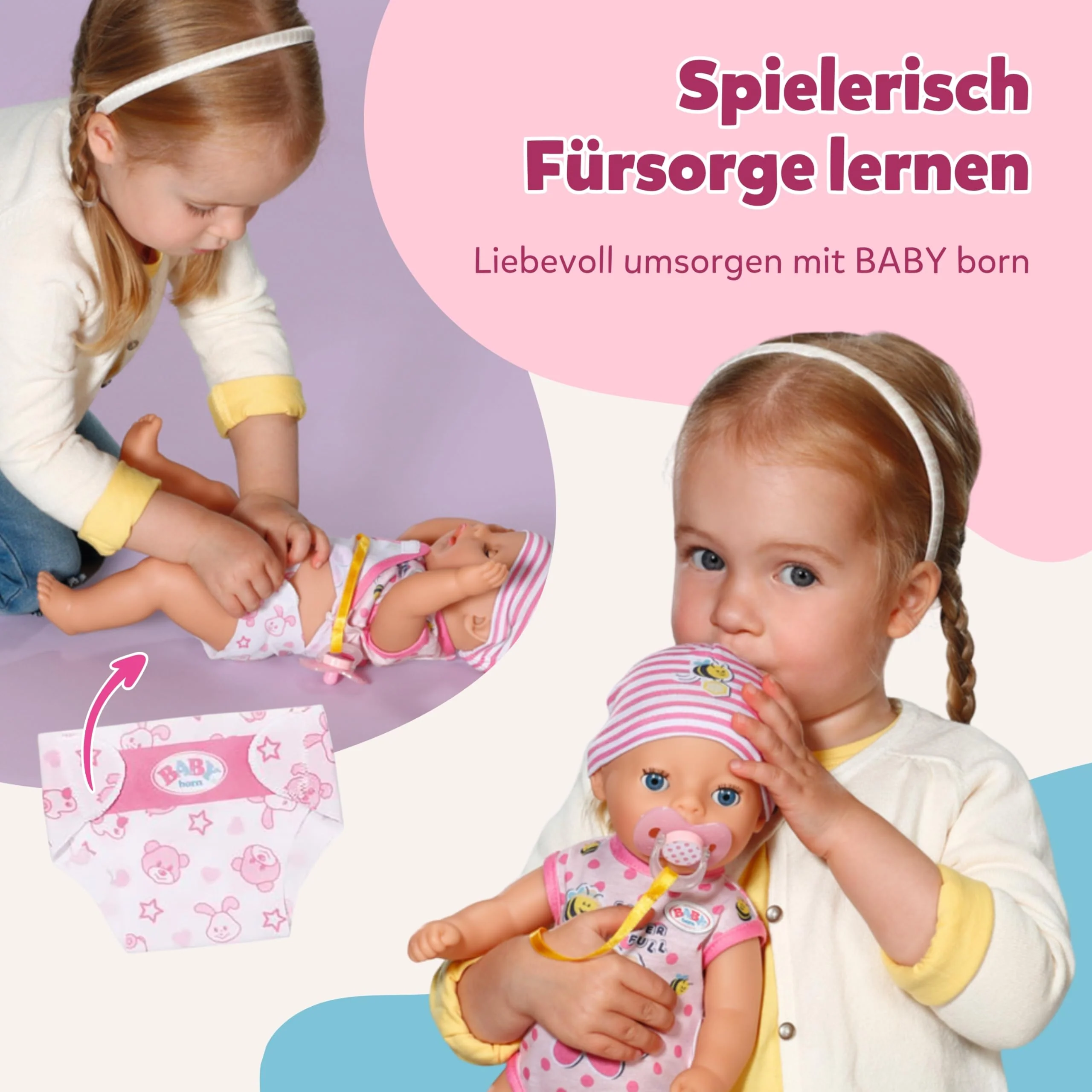 BABY born Lena (Little Baby Girl) - 36 cm große Babypuppe - 7 Funktionen inkl. Accessoires & Strampler - Funktioniert komplett ohne Batterien - Geeignet für Kleinkinder ab 1 Jahr - Image 6