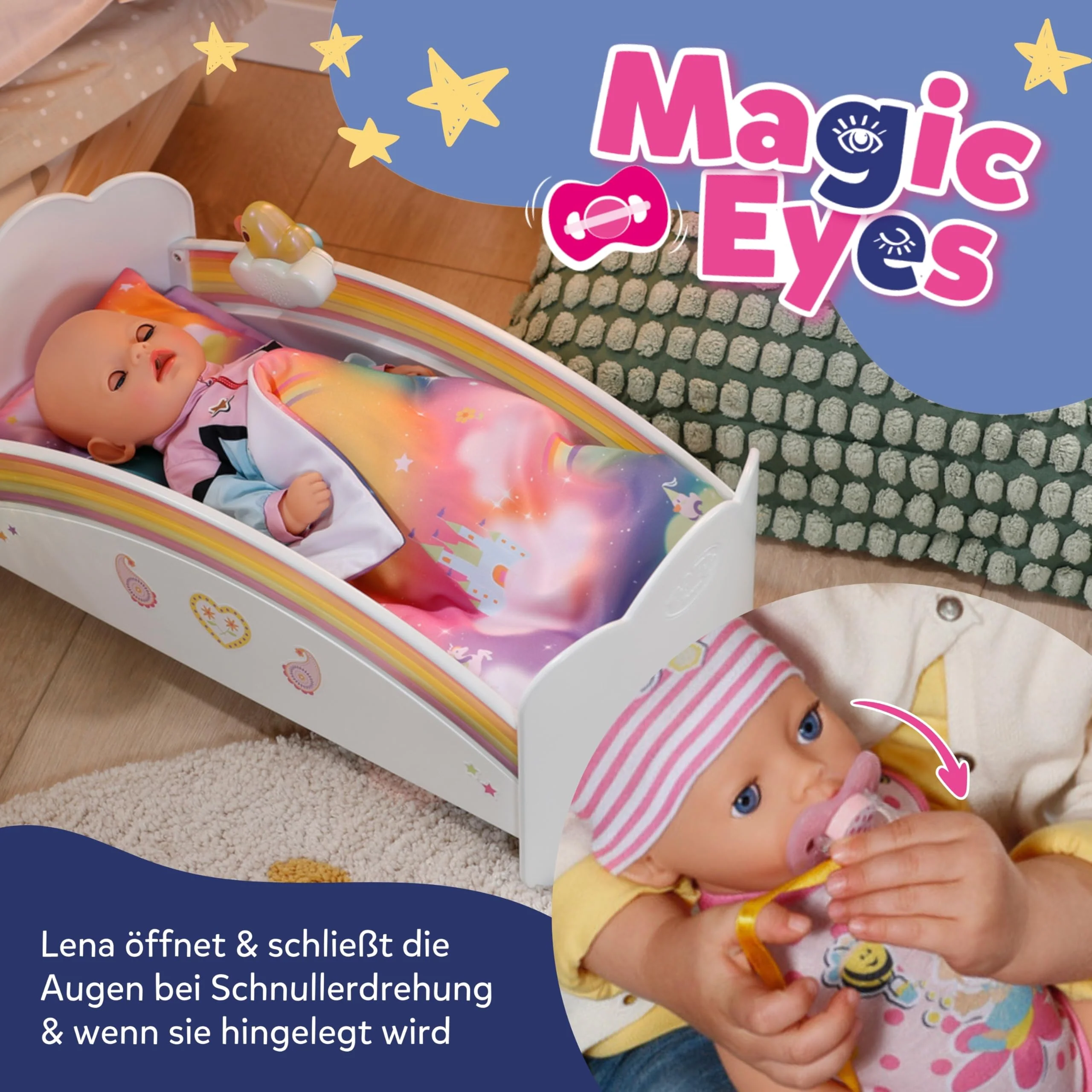 BABY born Lena (Little Baby Girl) - 36 cm große Babypuppe - 7 Funktionen inkl. Accessoires & Strampler - Funktioniert komplett ohne Batterien - Geeignet für Kleinkinder ab 1 Jahr - Image 7