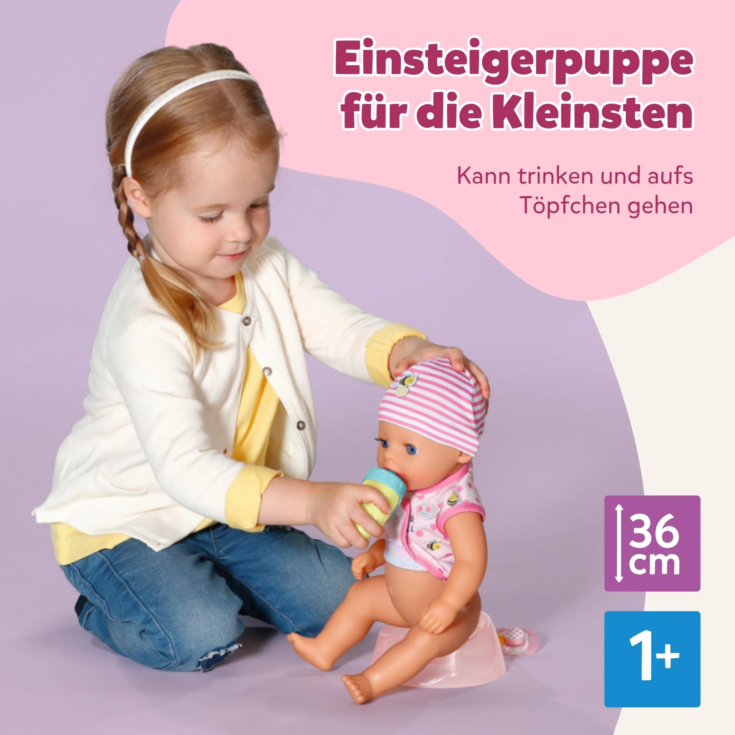 BABY born Lena (Little Baby Girl) - 36 cm große Babypuppe - 7 Funktionen inkl. Accessoires & Strampler - Funktioniert komplett ohne Batterien - Geeignet für Kleinkinder ab 1 Jahr - Image 8