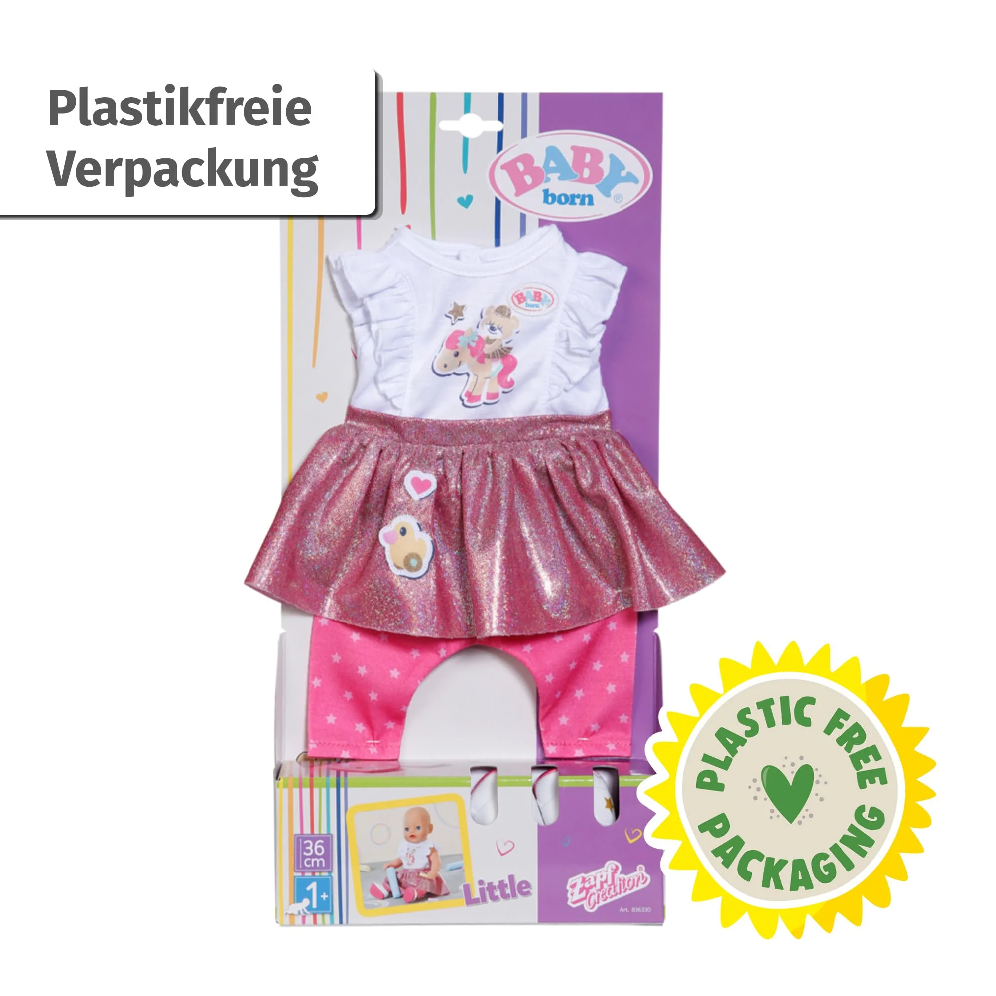 BABY born Lieblingsoutfit 36cm, Shirt mit Leggings und Schuhen für 36 cm Puppen, 836330 Zapf Creation - Image 2