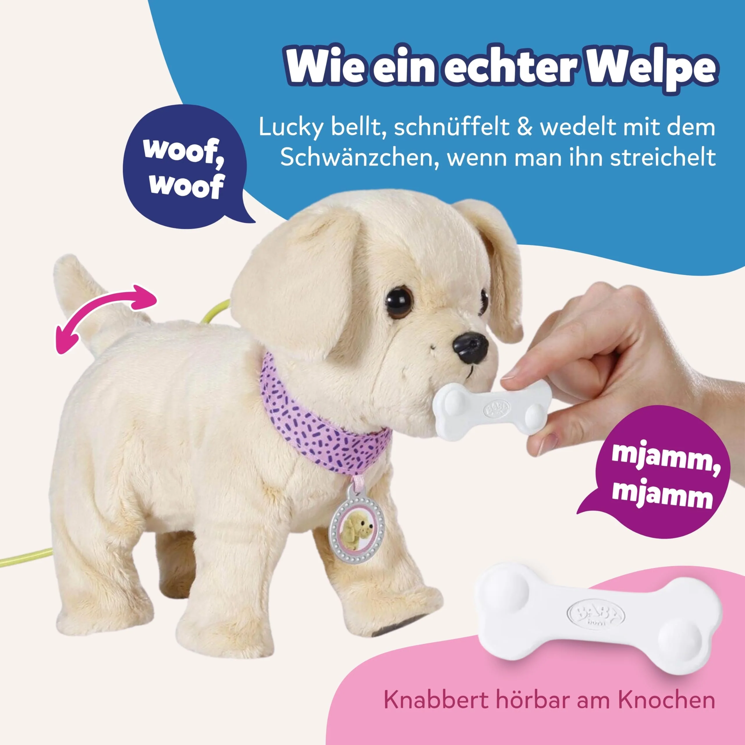BABY born Mein Hund Lucky mit 5 verschiedenen Funktionen, für Kinder ab 3 Jahren, funktioniert mit Batterien, 835869 Zapf Creation, Rosa - Image 7