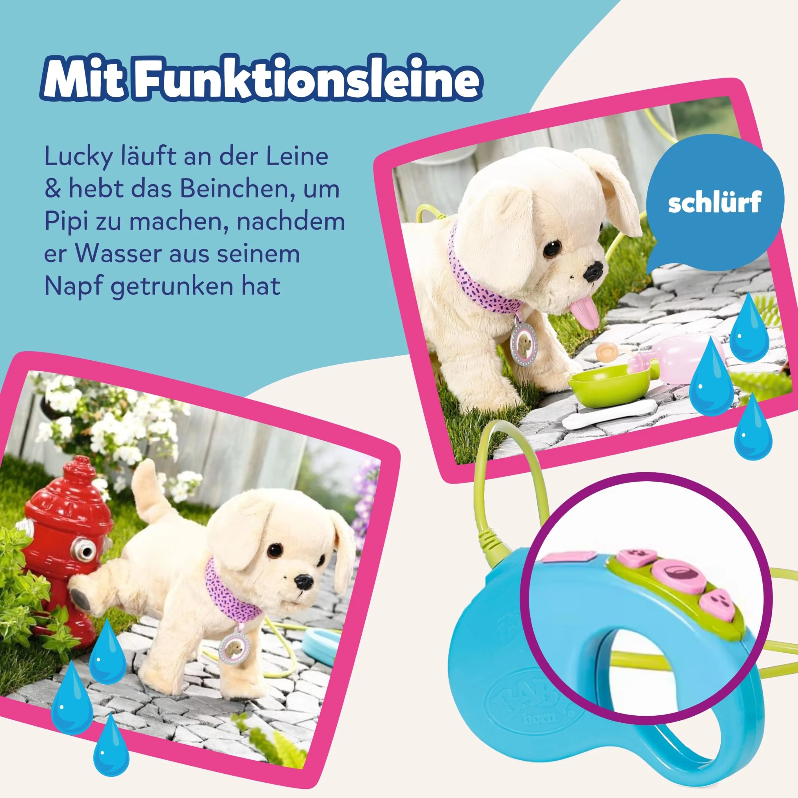 BABY born Mein Hund Lucky mit 5 verschiedenen Funktionen, für Kinder ab 3 Jahren, funktioniert mit Batterien, 835869 Zapf Creation, Rosa - Image 8