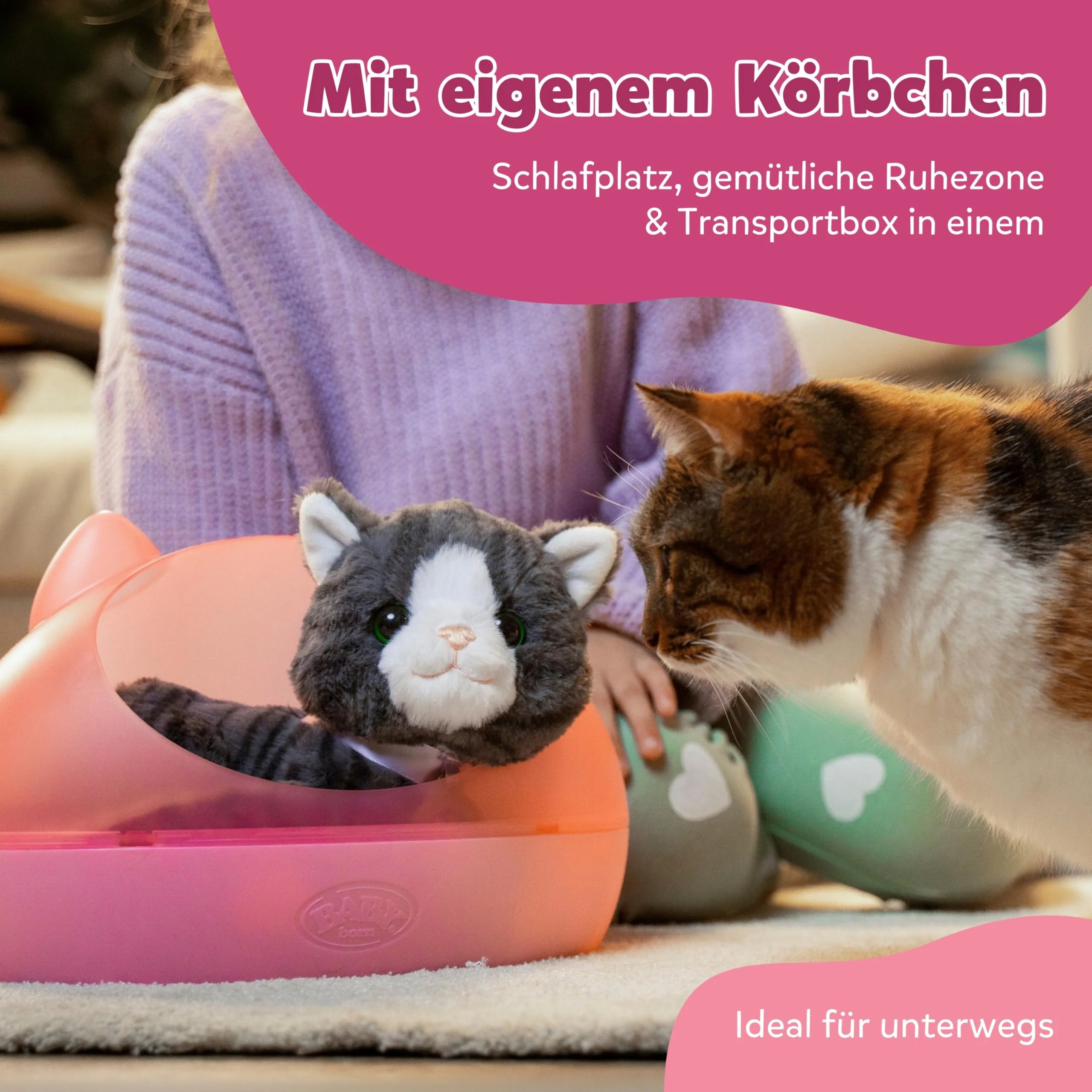 BABY born Meine Katze Cookie - Kuscheltier mit Sound & Vibration - Inkl. Katzenkörbchen - Funktioniert mit Batterien - Geeignet für Kinder ab 3 Jahren - Image 5
