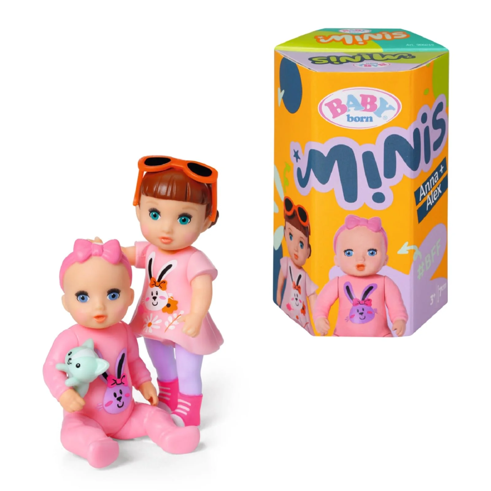BABY born Minis Doppelpack mit Minis-Puppen Alex und Anna mit Farbwechseleffekt, Stickerbogen und Accessoires, 906033 Zapf Creation, Rose