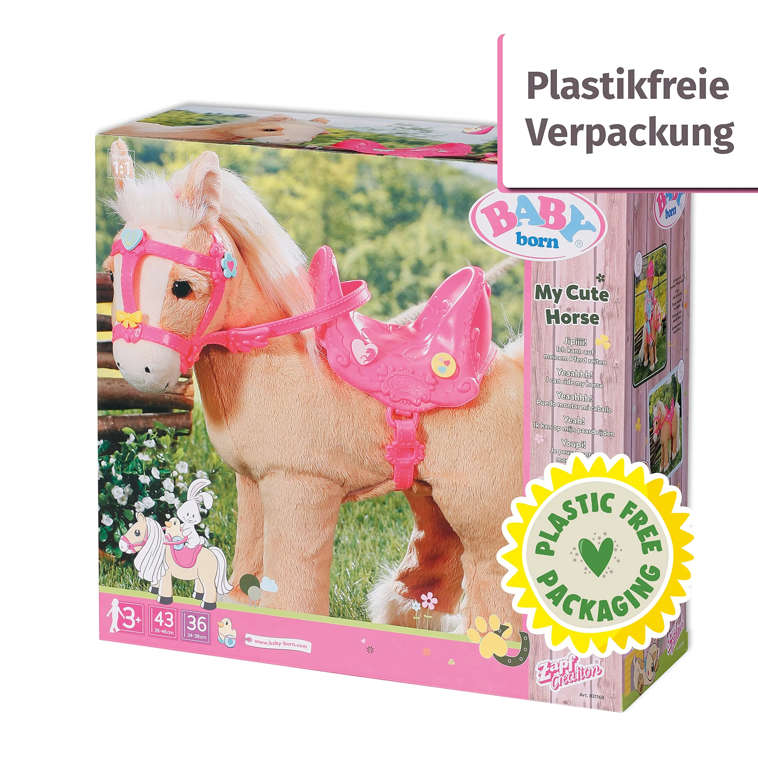 BABY born, Puppenpferd, BABY born My Cute Horse, interaktives Pferd mit Lauf-und Soundfunktion, Plüsch, rosa Sattel und Zaumzeug sowie Pins zum Dekorieren, 831168, Zapf Creation - Image 2