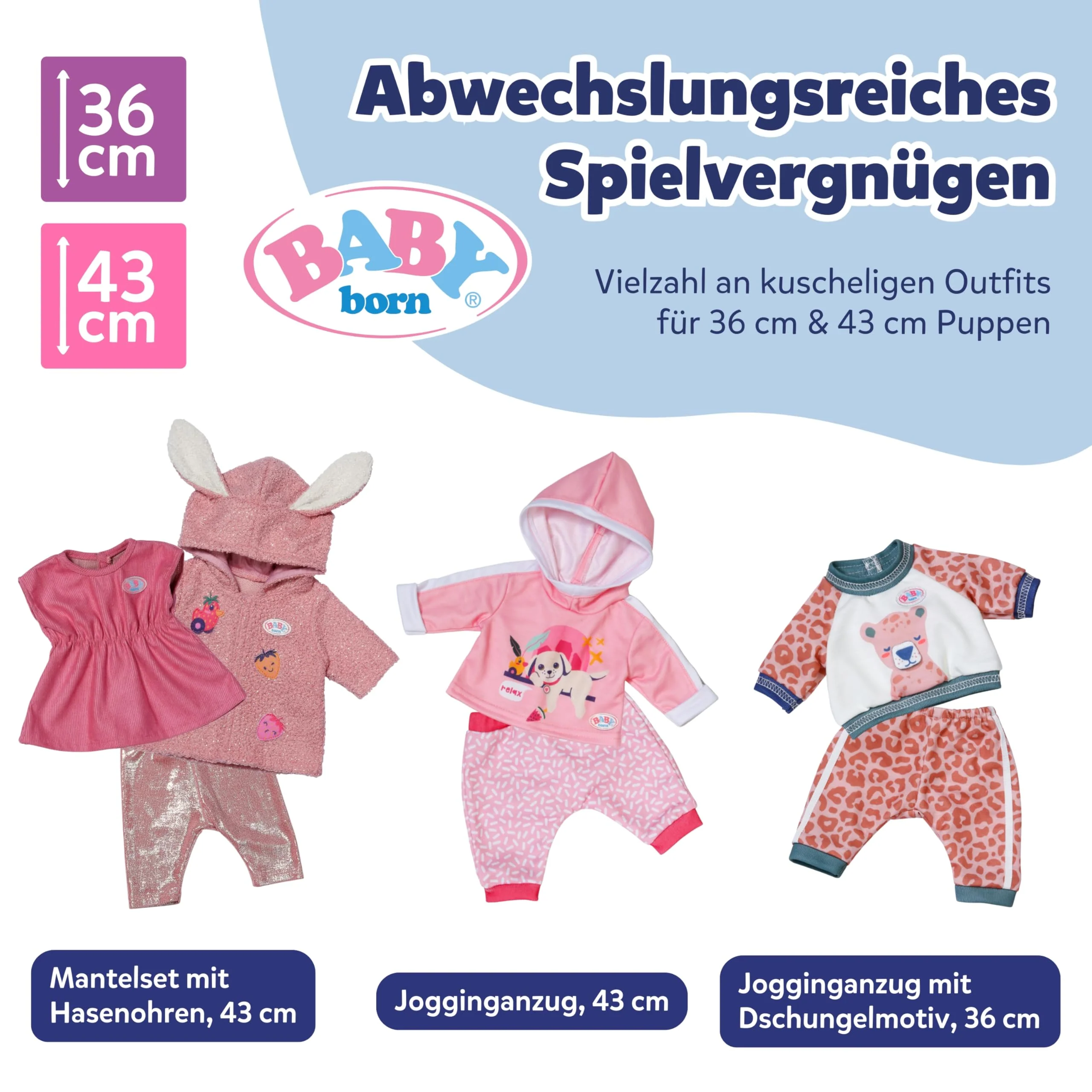 BABY born Puppenschlafsack - Rosa Schlafsack mit Rüschen & Klettverschluss - Hochwertiges Puppenzubehör - Geeignet für alle 36 cm & 43 cm Puppen - Image 3