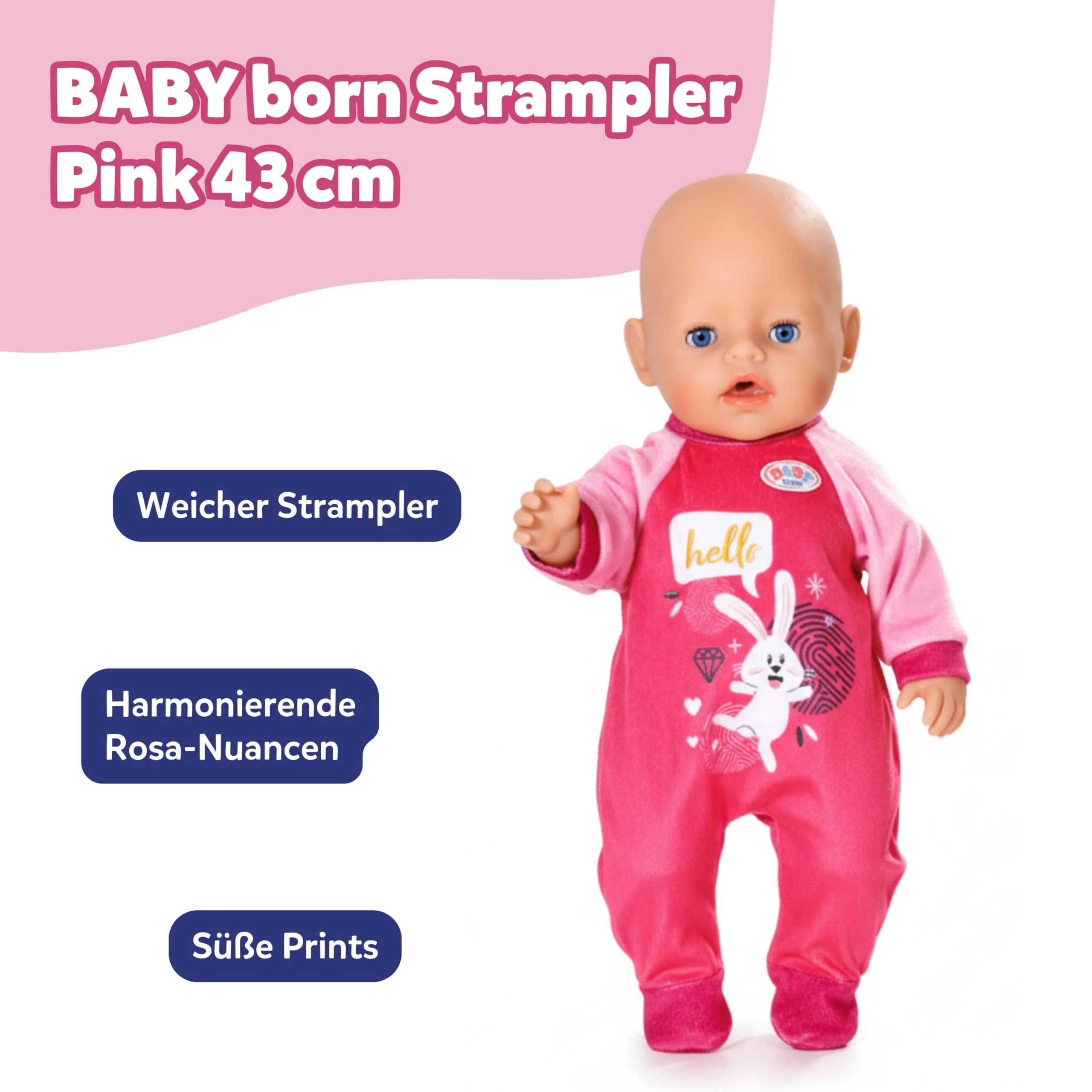 BABY born - Romper Pink, 43cm (832646), Schwarz - Image 6