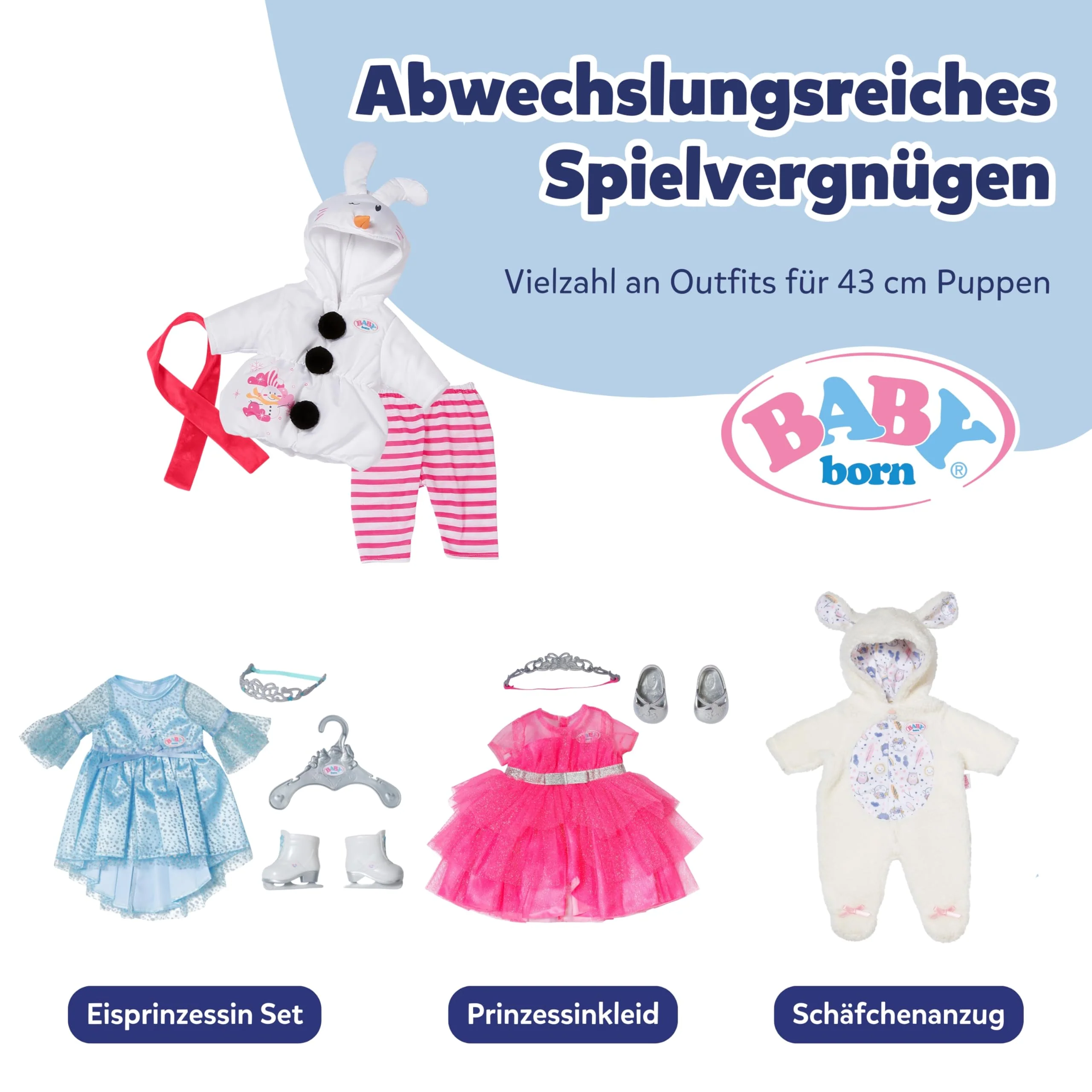 BABY born Schneemann-Kostüm - Overall, Leggings & Schal - Hochwertige Puppenbekleidung - Puppenzubehör für Puppen der Größe 43 cm - Image 3