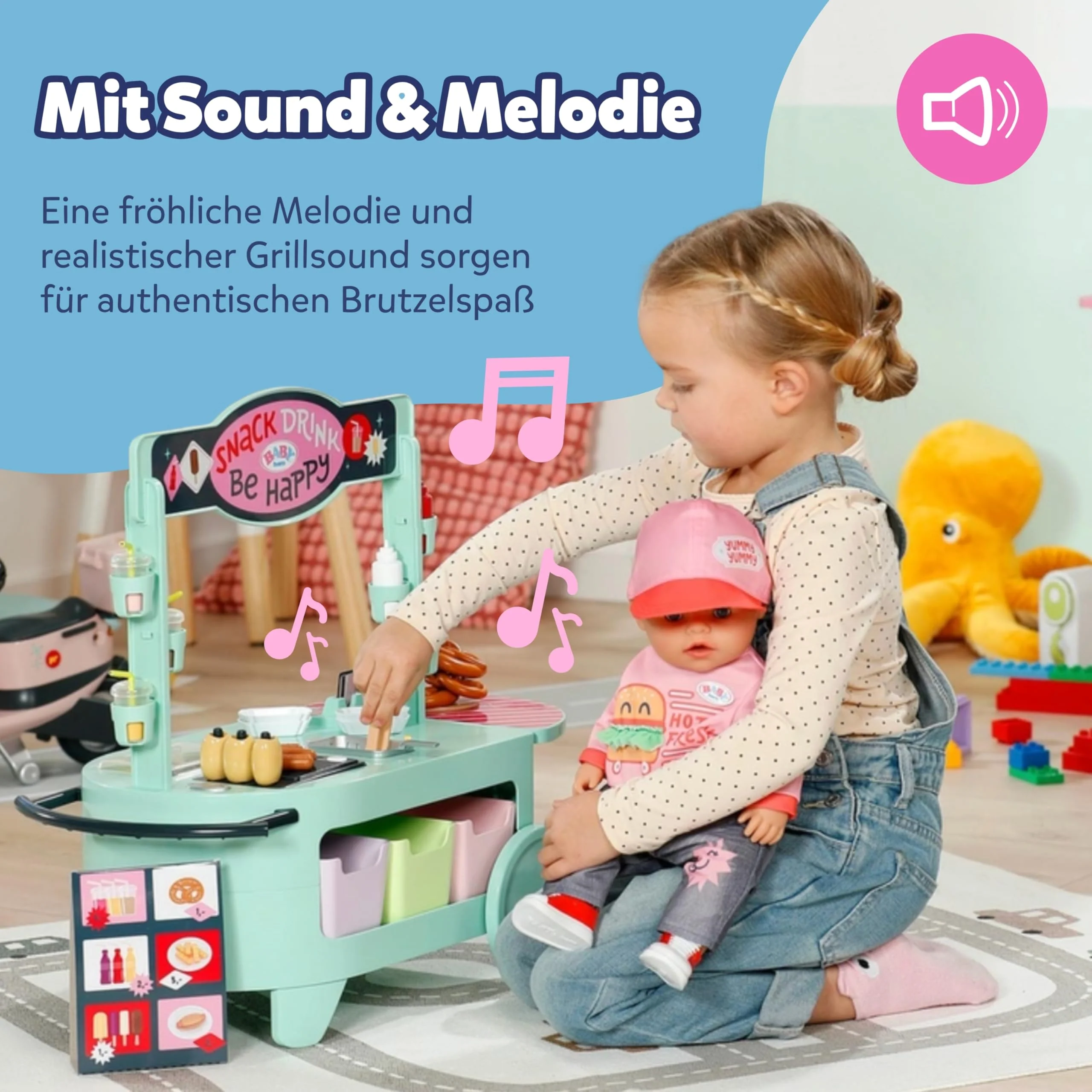 BABY born Snack Shop - Essensstand für Puppen mit Soundeffekten - 25 verschiedene Fastfood-Snacks - Hochwertiges Puppenzubehör- Geeignet für Kinder ab 3 Jahren - Image 8