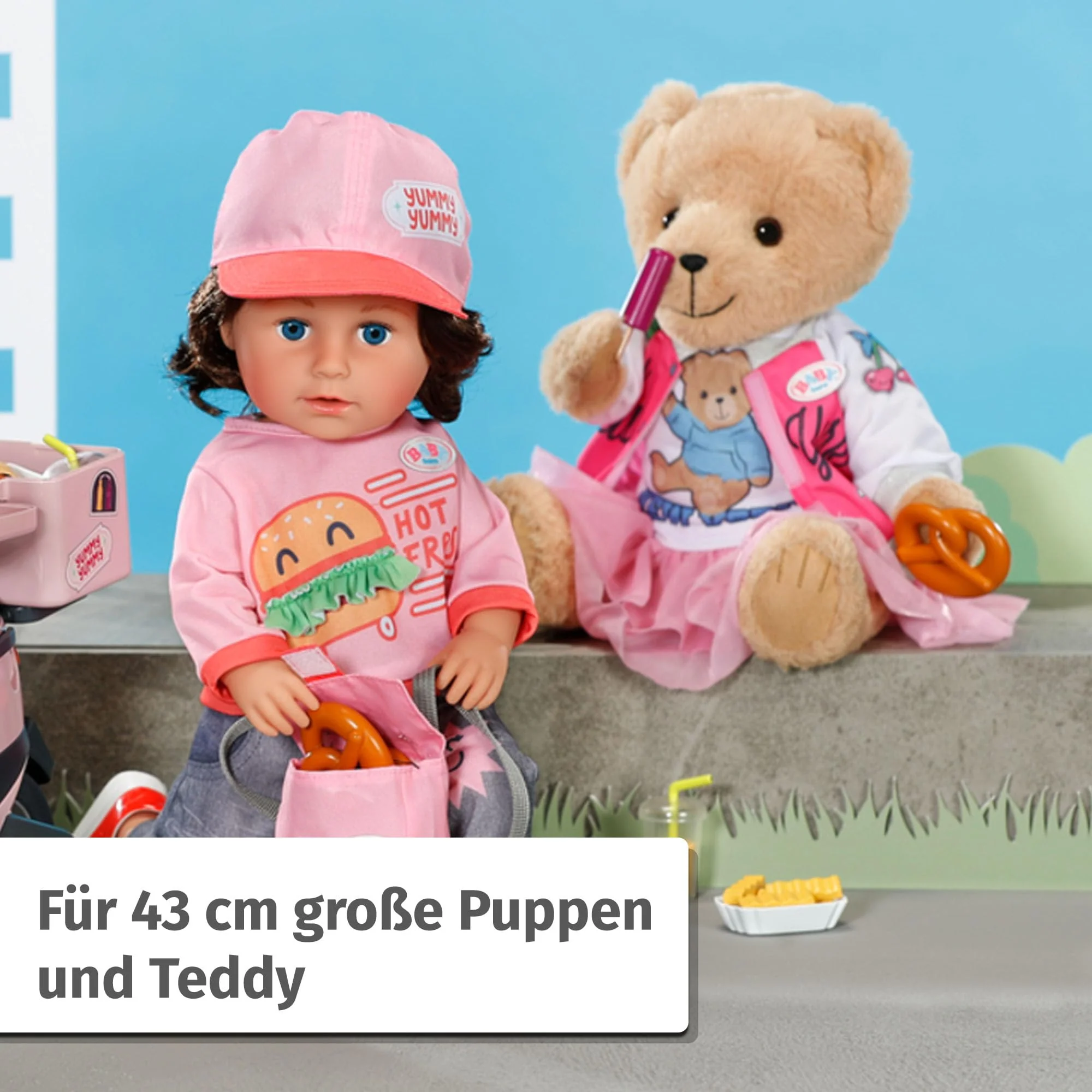 BABY born Snack Shop Outfit 43cm, Outfit mit Cap, Schuhen und Rucksack für 43cm Puppen, 835944 Zapf Creation - Image 4