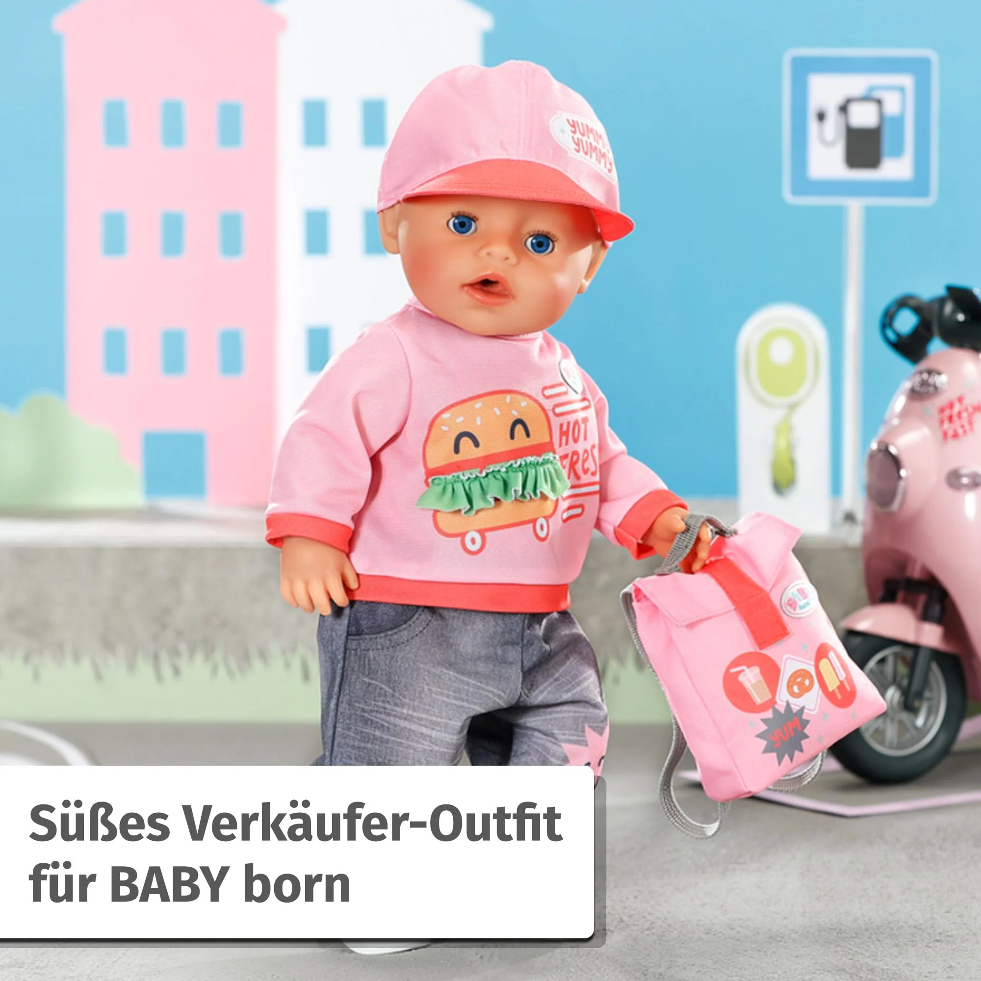 BABY born Snack Shop Outfit 43cm, Outfit mit Cap, Schuhen und Rucksack für 43cm Puppen, 835944 Zapf Creation - Image 8