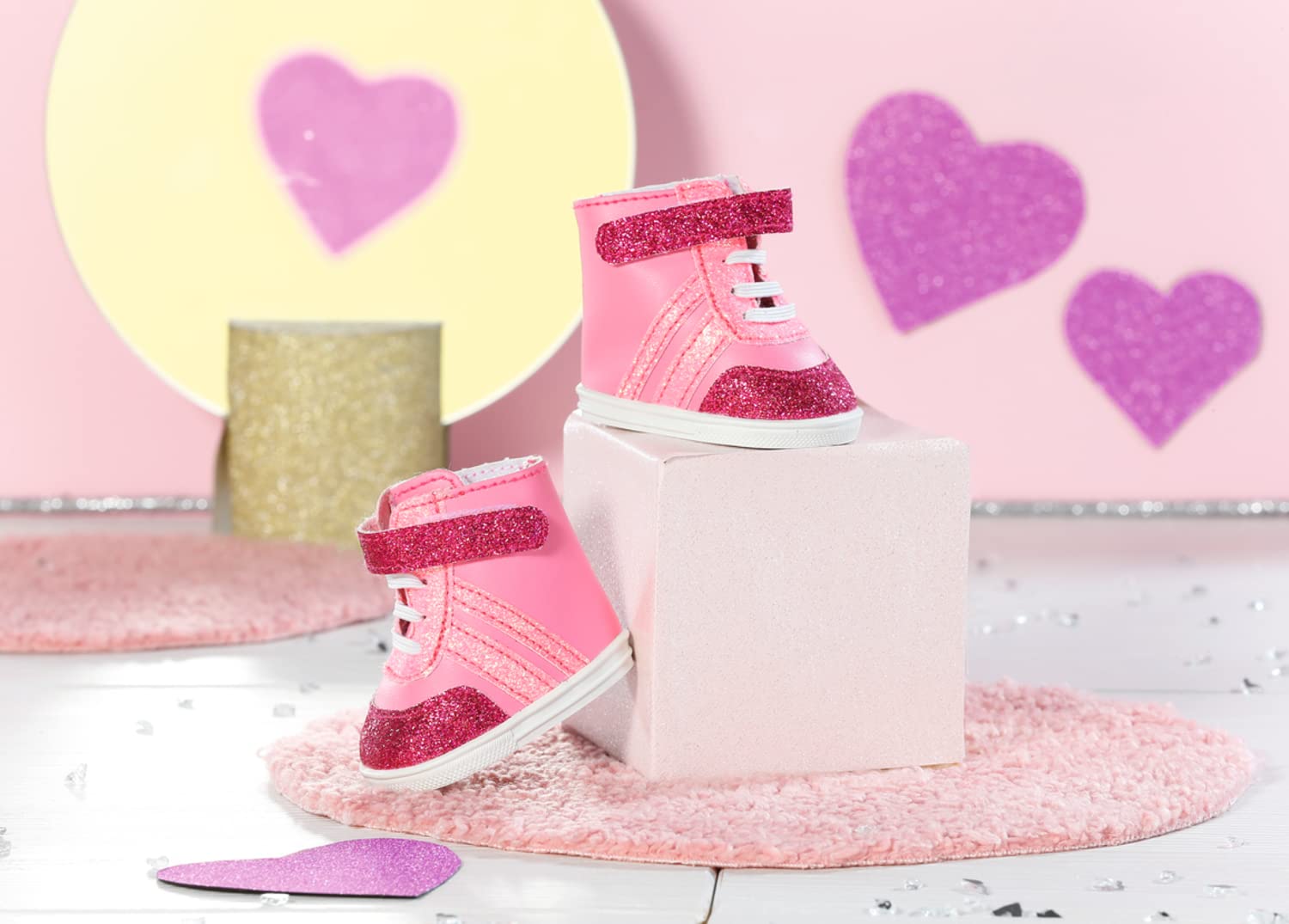BABY born Sneakers pink, Puppenschuhe in Rosa mit Klettverschluss und Glitzer für 43 cm Puppen, 833889 Zapf Creation - Image 8