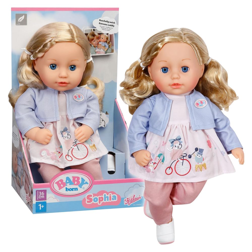 BABY born Sophia Rose - Weiche 36cm große Babypuppe - Puppe mit hochwertigen blonden Haaren & Schlafaugen - Geeignet für Kinder ab 1 Jahr