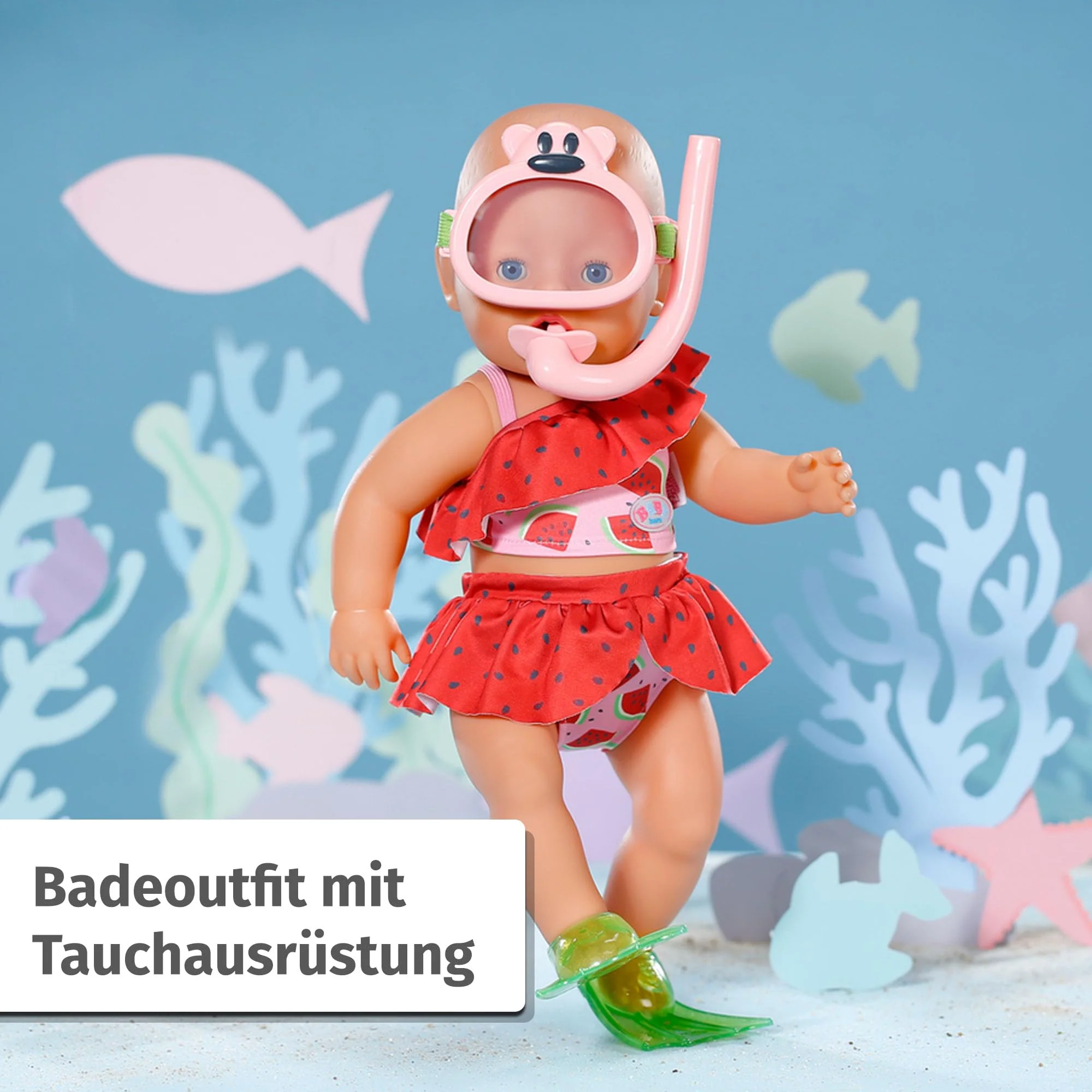 BABY born Tauchspaß 43cm, Schnorchelset mit Bikini, Taucherbrille und Schwimmflossen für 43cm Puppen, 836996 Zapf Creation, Rosa - Image 8