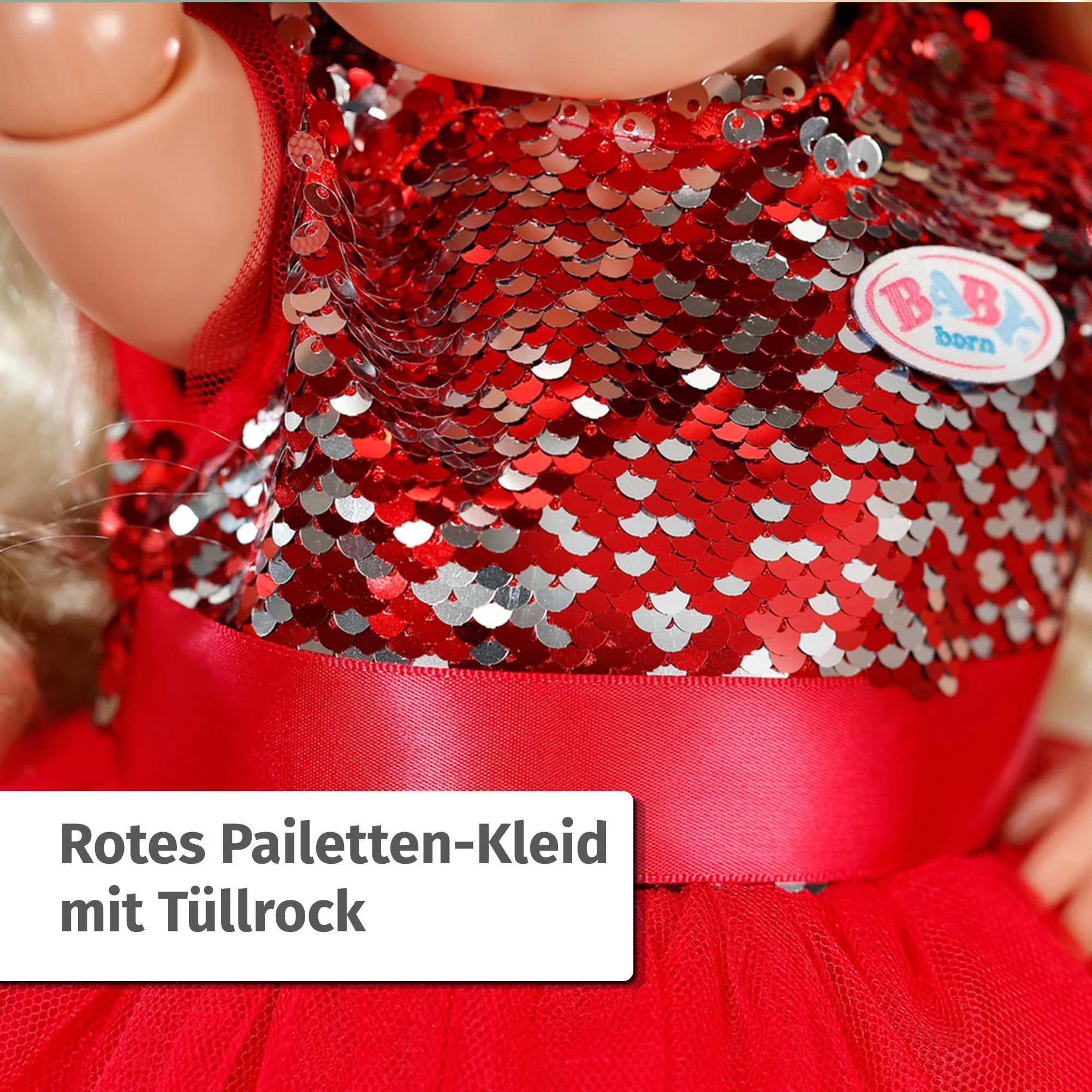 BABY born Weihnachtsoutfit 43cm, Weihnachtskleid mit Pailletten, Leggings und Weihnachtsmütze für 43cm Puppen, 836118 Zapf Creation - Image 7
