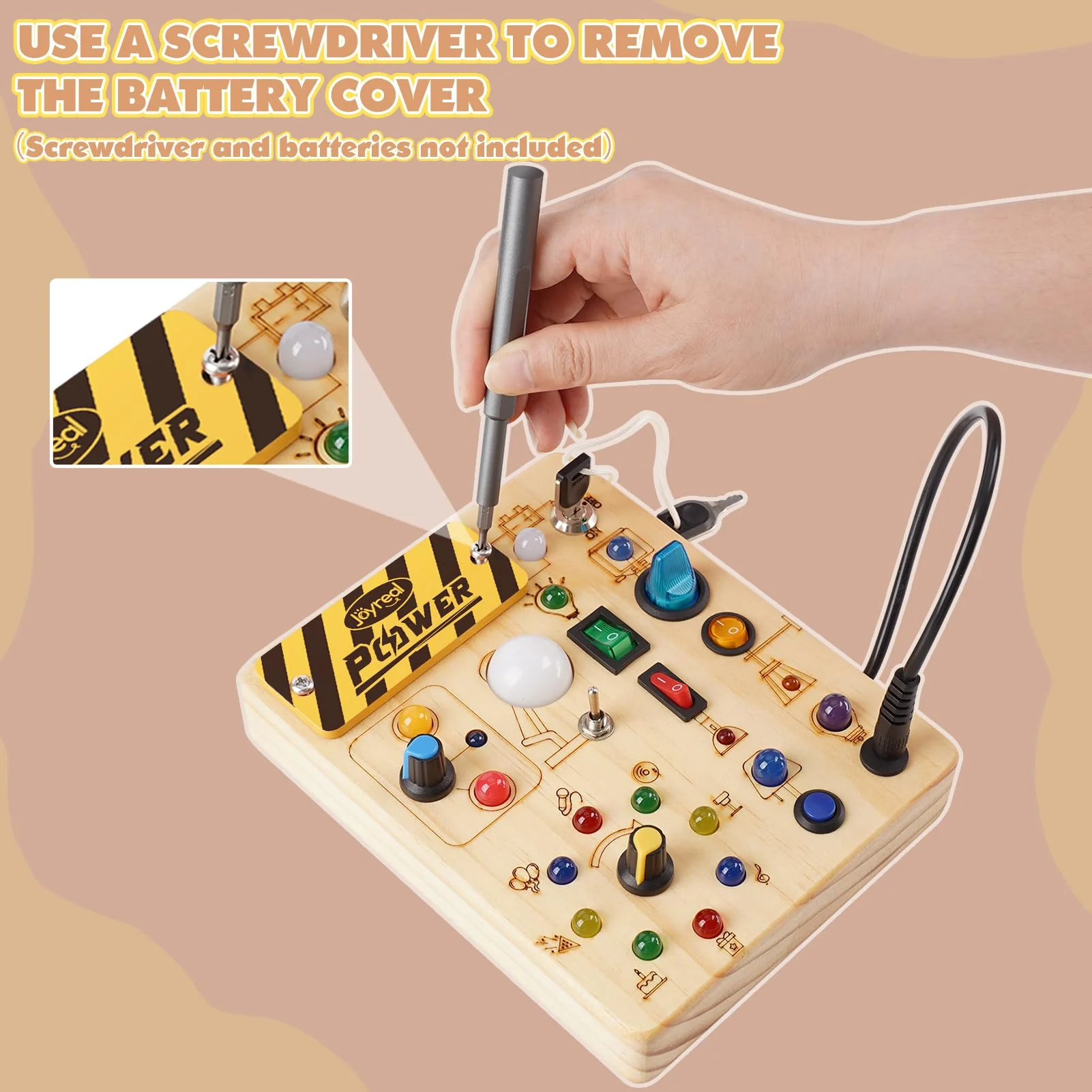 Baby Montessori Busy Board ab 2 Jahr, Motorikspielzeug mit 19 LED, Activity Board Holzspielzeug Lernspielzeug Sensorik Spielzeug, Geschenk Jungen und Mädch ab 2 3 4 Jahr - Image 2