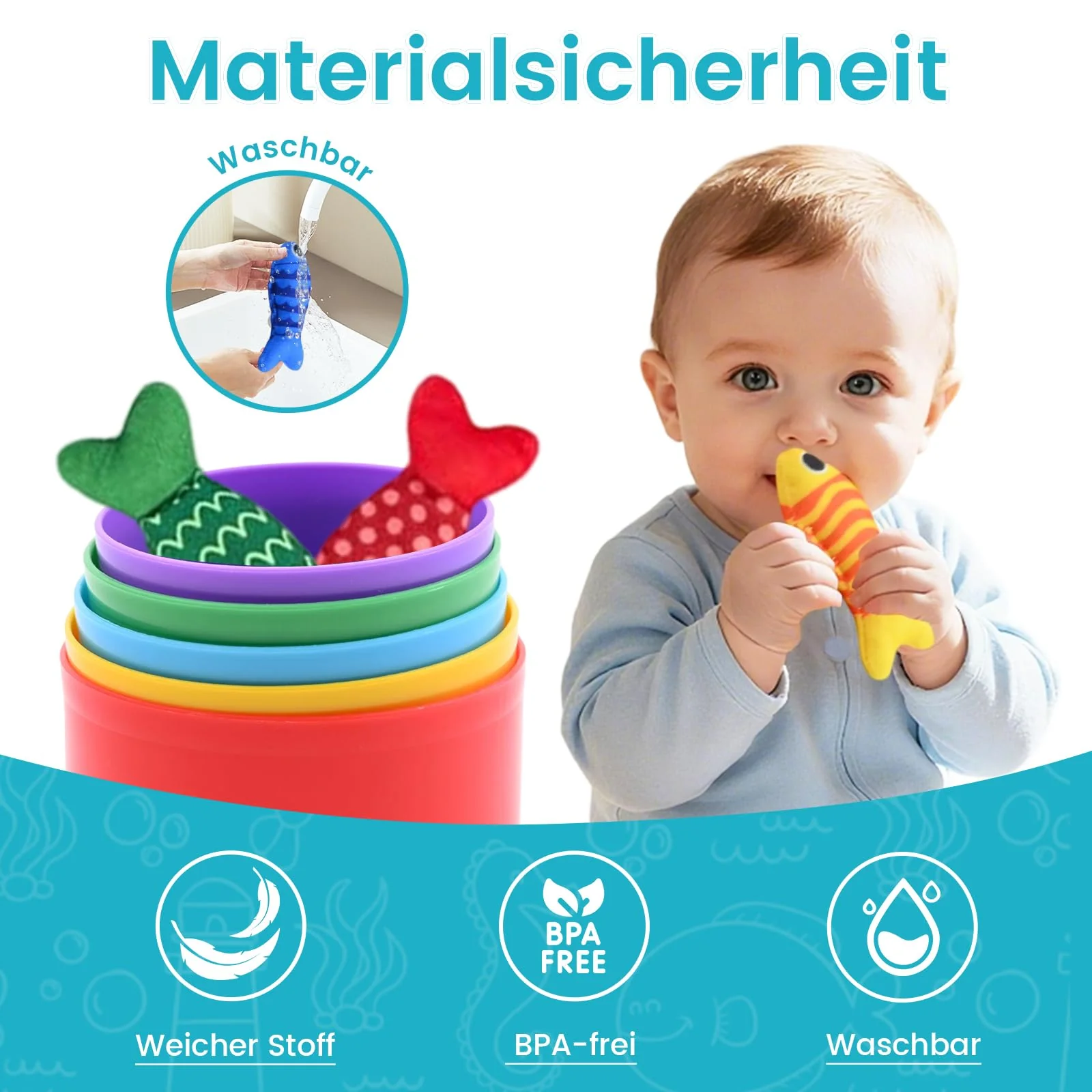 Baby Spielzeug ab 1 2 3 Jahr - Montessori Spielzeug ab 1-3 Jahre Angelspiel für Kinder 6 12 Monate Lernspiele Motorikspielzeug Montessori Spielzeug Fische Angeln Spiel - Kleine Geschenke Mädchen Junge - Image 5