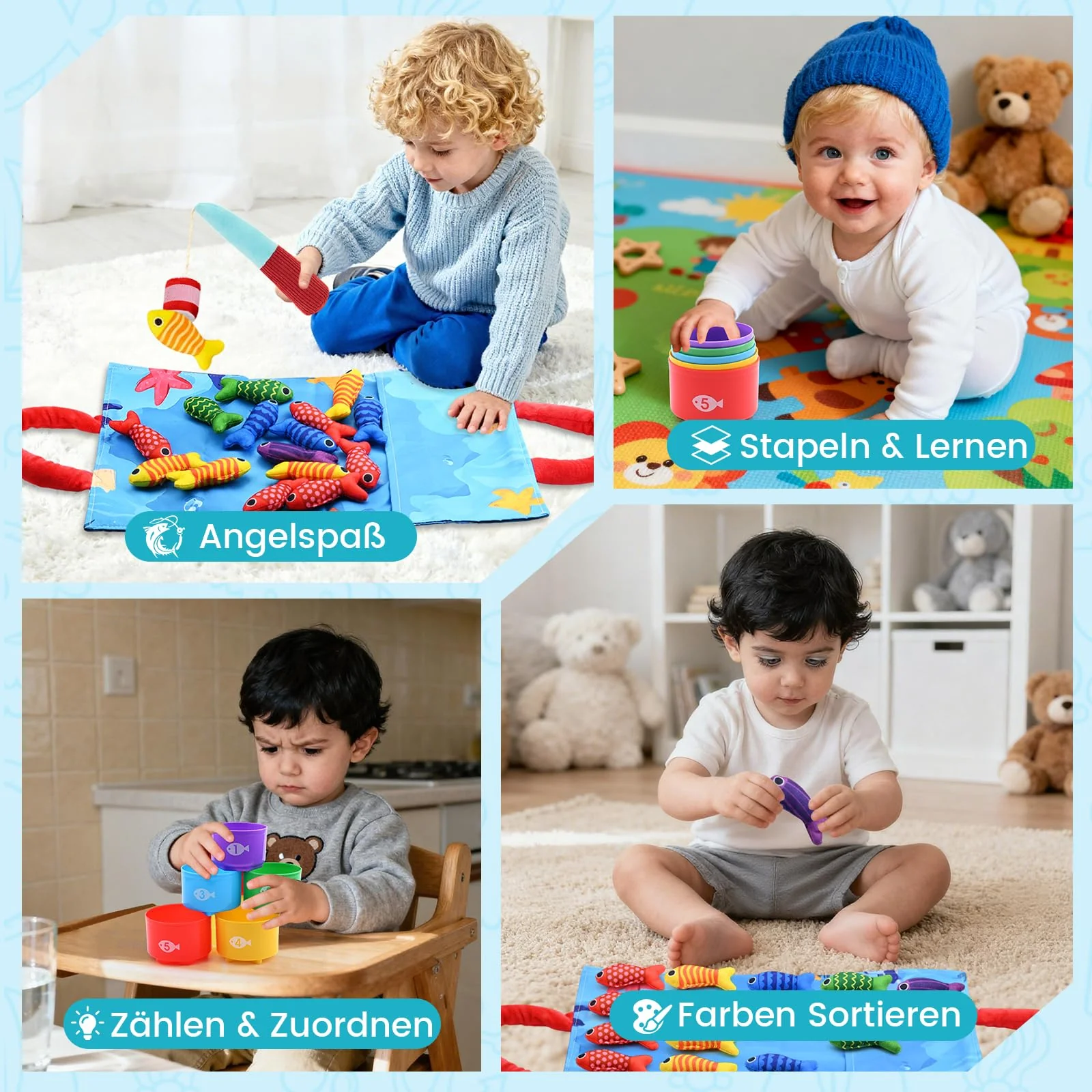Baby Spielzeug ab 1 2 3 Jahr - Montessori Spielzeug ab 1-3 Jahre Angelspiel für Kinder 6 12 Monate Lernspiele Motorikspielzeug Montessori Spielzeug Fische Angeln Spiel - Kleine Geschenke Mädchen Junge - Image 7