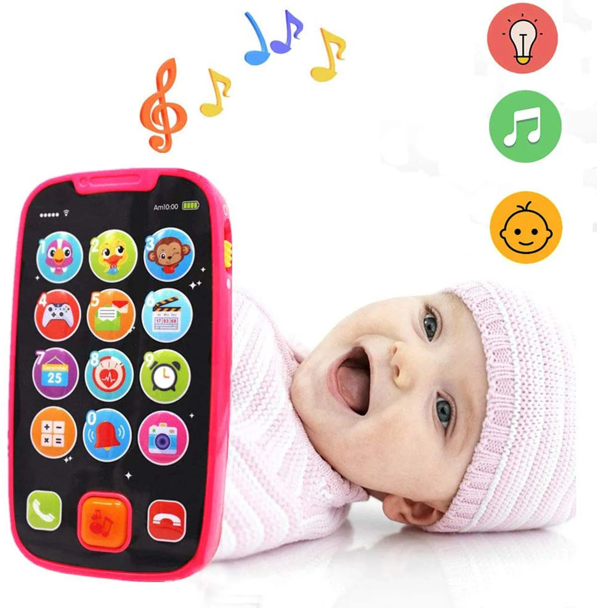 Baby Spielzeug ab 1 Jahr Kinderspielzeug ab 1 Jahr, Lernspaß Smart Phone mit Liedern Geräuschen Wörter Sätze und Blinkenden Lichtern, Lernhandy 12 Monate Kinder Geschenk 1 Jahr Mädchen Rosa - Image 2