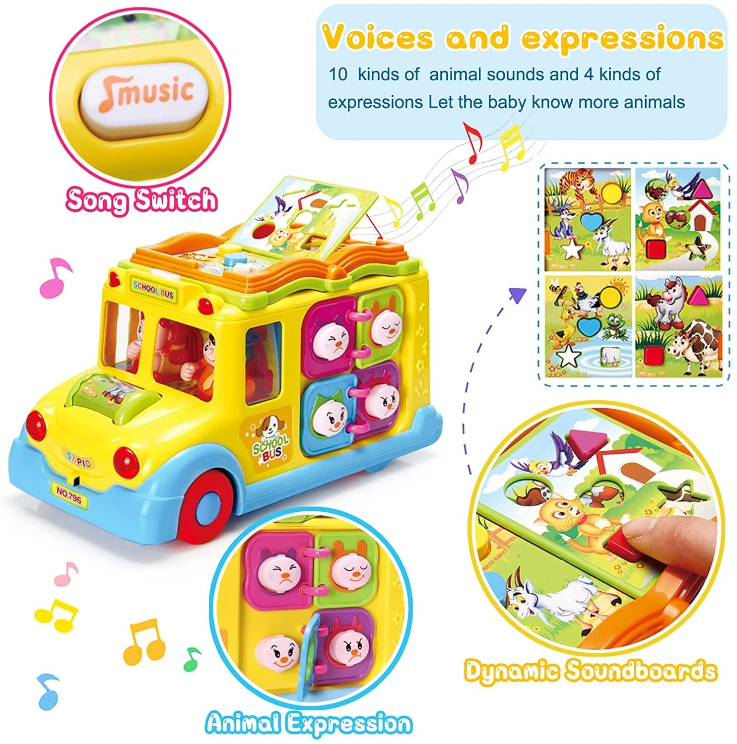 Baby Spielzeug ab 1 Jahr Pädagogisches Intellektuelles Bus Baby Spielzeug ab 12 18 Monate Tiergeräuschen/Musik/Bewegung Musikalischer Bus Kinderspielzeug ab 1 2 3 Jahre Mädchen Junge Geschenk - Image 5