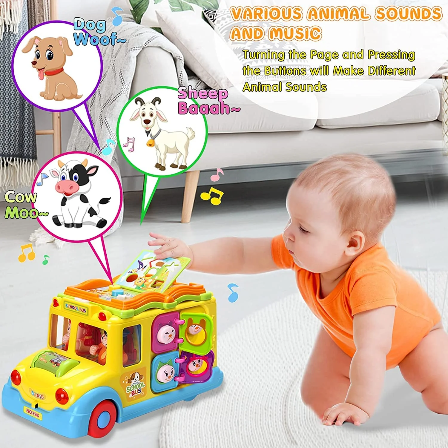 Baby Spielzeug ab 1 Jahr Pädagogisches Intellektuelles Bus Baby Spielzeug ab 12 18 Monate Tiergeräuschen/Musik/Bewegung Musikalischer Bus Kinderspielzeug ab 1 2 3 Jahre Mädchen Junge Geschenk - Image 7