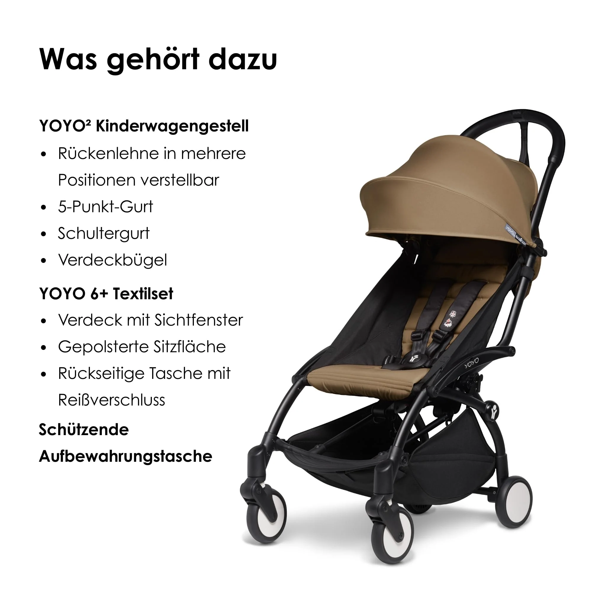 BABYZEN YOYO2 Kinderwagen (Kinderwagengestell White und 6+ Textile Set Air France Blue) - mit Gurt, Rückenlehne, Verdeckbügel, Schultergurt, Aufbewahrungstasche, Sitzpolster und farbgleichem Verdeck - Image 3