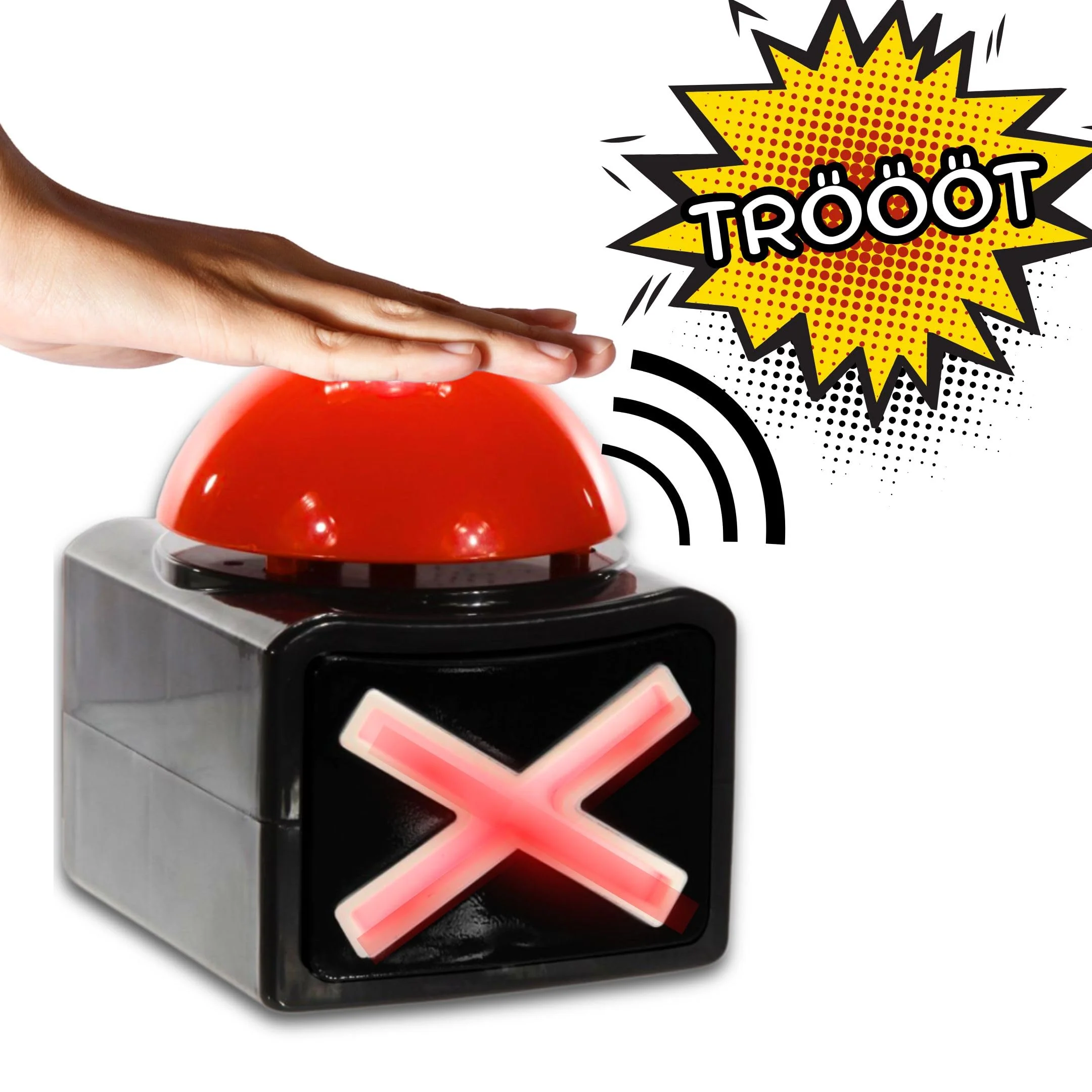 Bada Bing 2er Set XL Buzzer Button mit Sound und Lichteffekten - Perfekt für Quizabende und Partyspiele - Zubehör Quiz Games - Batteriebetriebener Alarmknopf Spielabende und Spielshows Party Spiel - Image 6