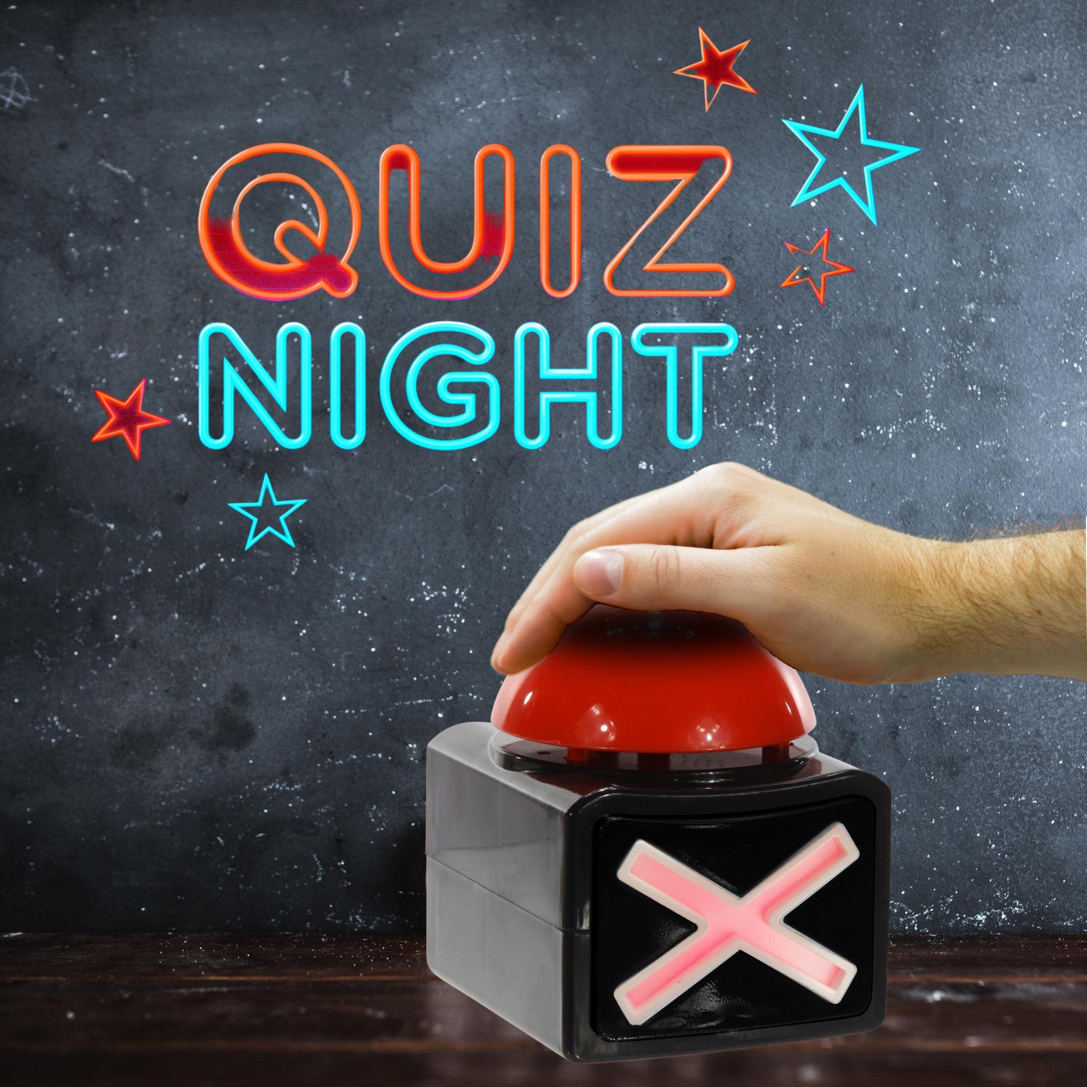 Bada Bing 2er Set XL Buzzer Button mit Sound und Lichteffekten - Perfekt für Quizabende und Partyspiele - Zubehör Quiz Games - Batteriebetriebener Alarmknopf Spielabende und Spielshows Party Spiel - Image 7