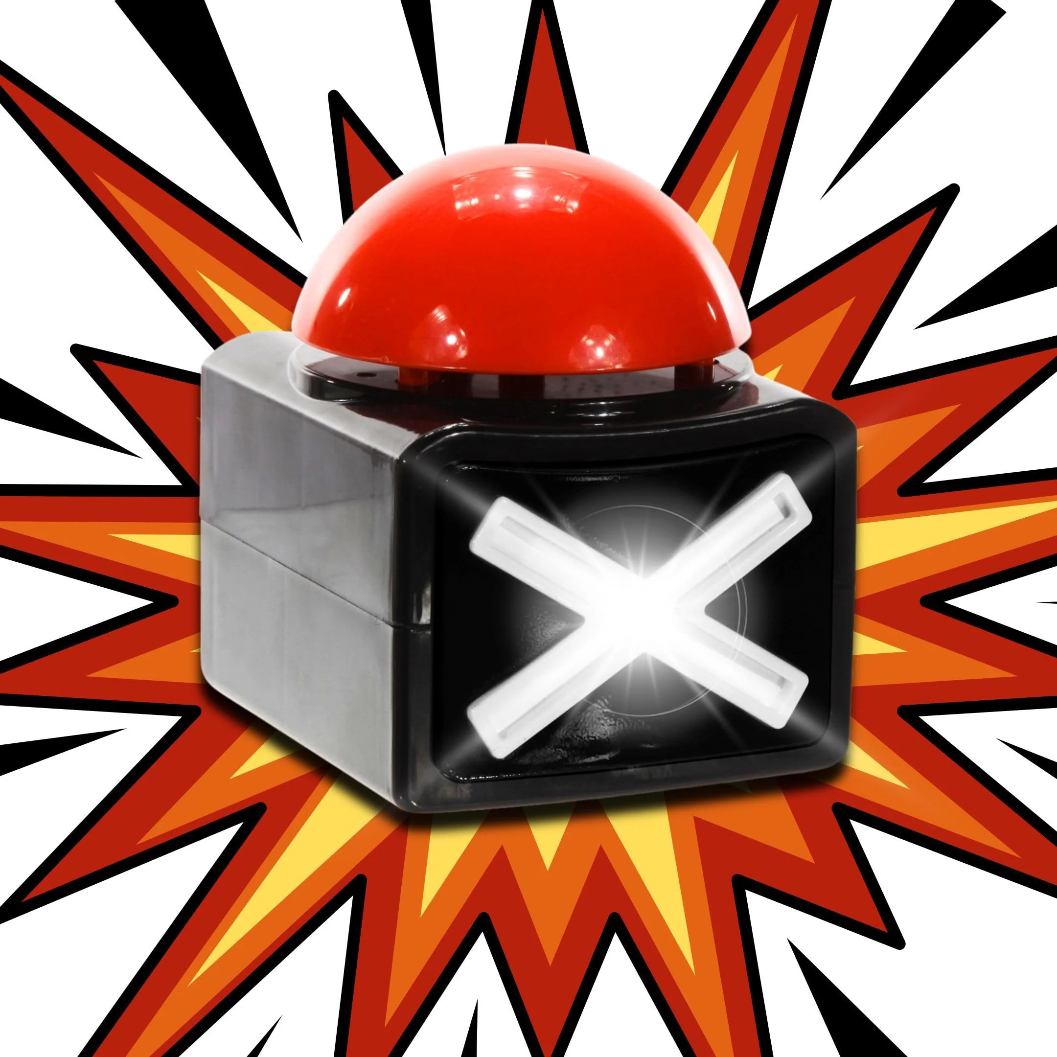 Bada Bing 2er Set XL Buzzer Button mit Sound und Lichteffekten - Perfekt für Quizabende und Partyspiele - Zubehör Quiz Games - Batteriebetriebener Alarmknopf Spielabende und Spielshows Party Spiel - Image 9