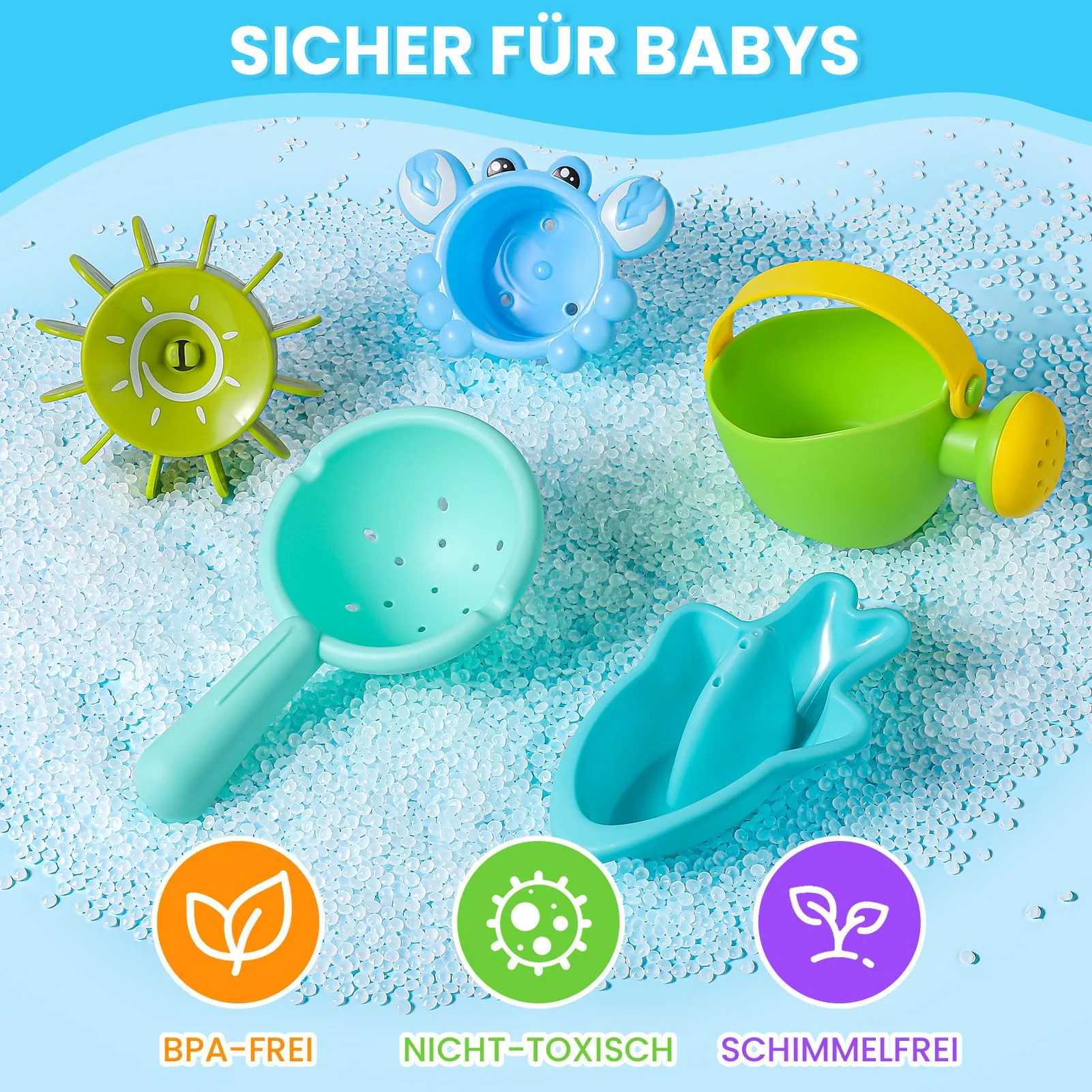 Badespielzeug Baby ab 1 2 3 4 Jahre, Badewannenspielzeug Wasserspielzeug Kinder Schwimmbad Pool Planschbecken Spielzeug ( Schimmelfreies 10 Stück ) - Image 7