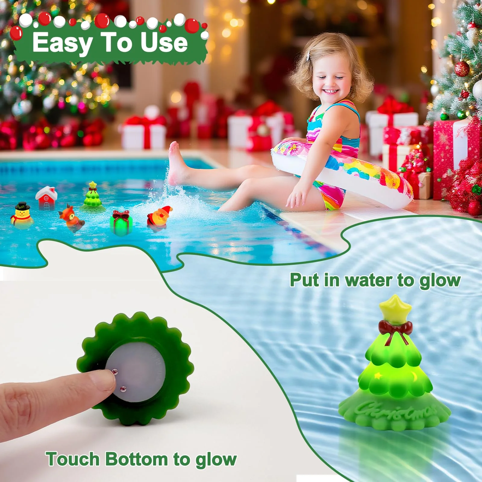 Badespielzeug Leuchtend für Kinder, 6Stück Weihnachts Badewannenspielzeug mit Licht, Baby Wasserspielzeug Ab 1 Jahr, Leuchtspielzeug für Badewanne Geschenk zu Weihnachten - Image 5