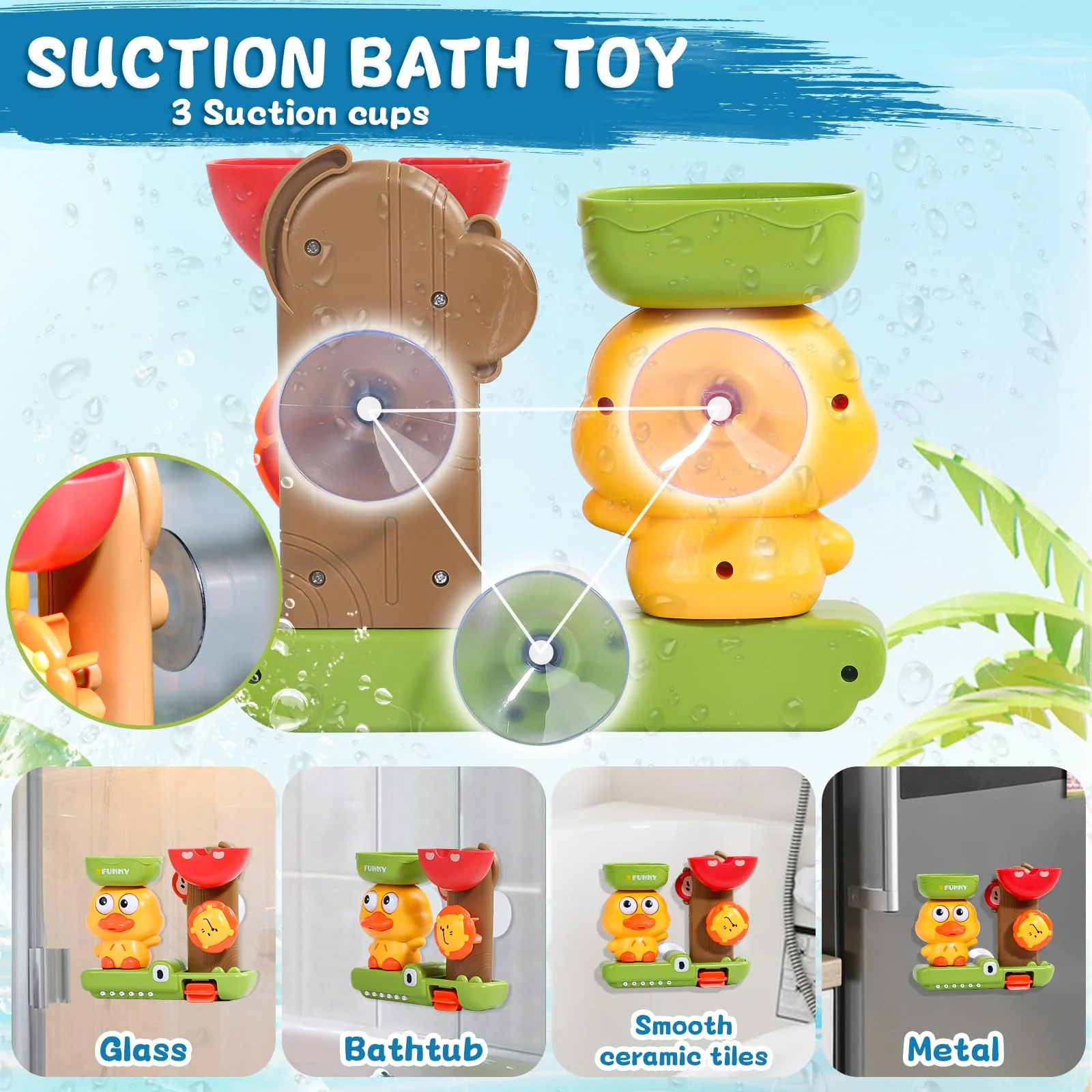 Badewannenspielzeug, Badespielzeug Baby ab 1 Jahr, Baby Spielzeug ab 1 Jahr, 1 Löffel & 3 Stapelbare Tier-Becher, Geschenk 1 2 3 Jahre Junge Mädchen, Wasserspielzeug Kinder ab 6-18 Monate - Image 4