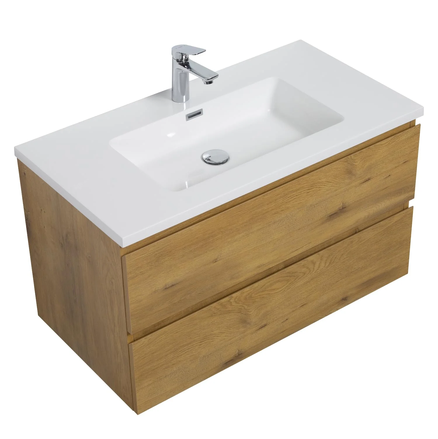 Badezimmer Badmöbel Set Angela 80cm - Eiche - Unterschrank Schrank Waschbecken Waschtisch - Image 2