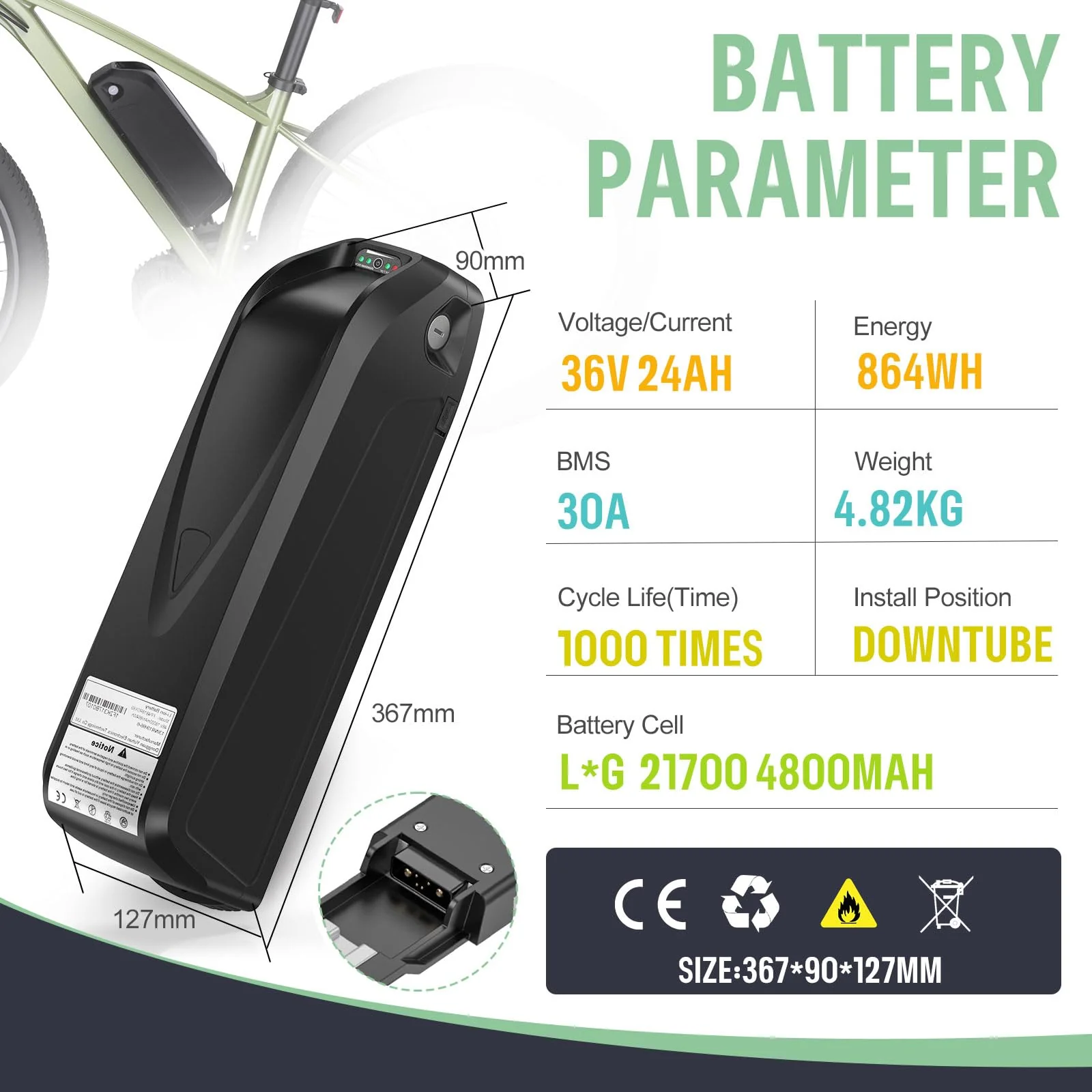 BAFANG 250W Mittelmotor E-Bike Umbausatz mit 36V24Ah Ebike Batterie und VD618 E-Bike Display, CAN Version 8fun Elektrofahrrad Kit für Mountainbike mit BB68-73mm - Image 4