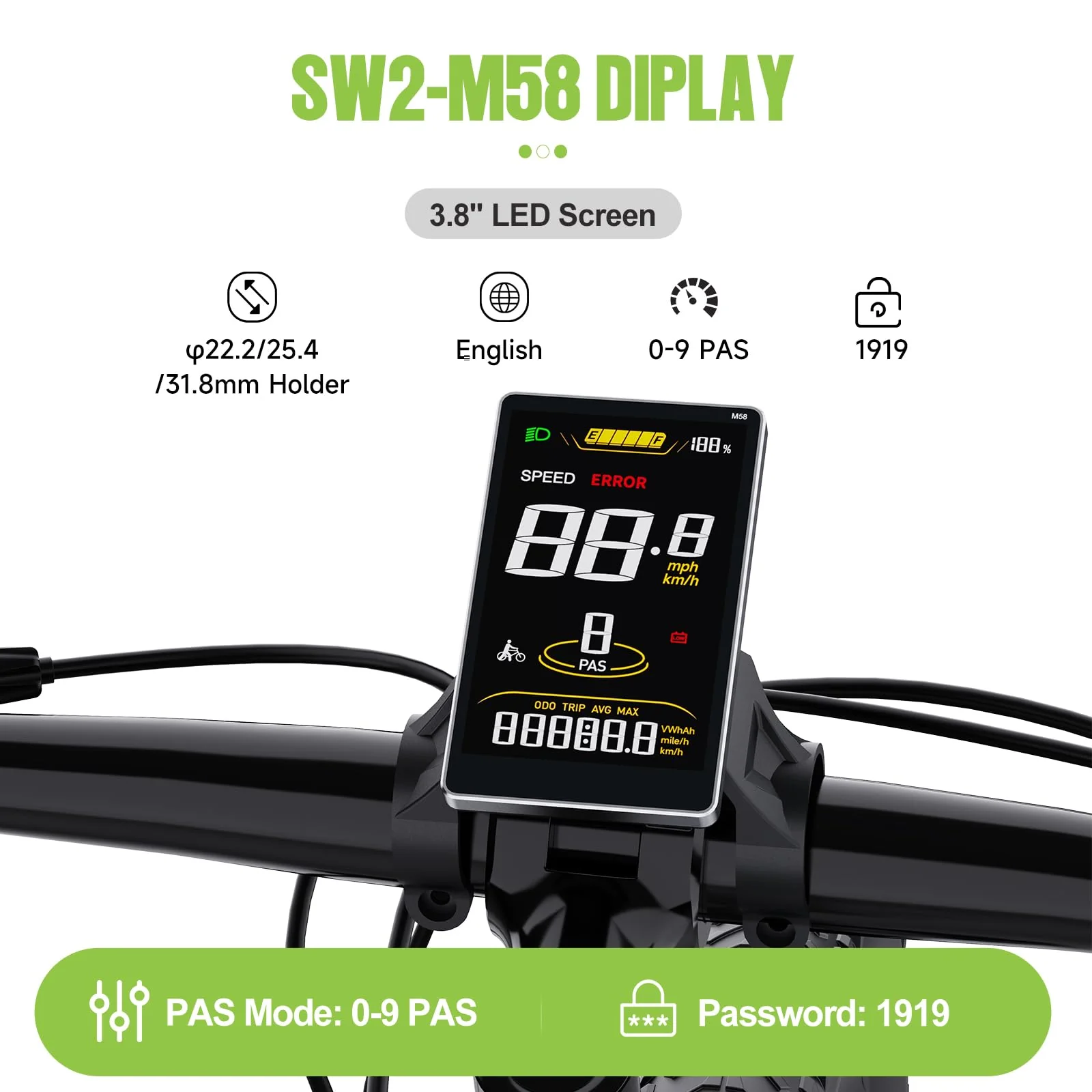 BAFANG 48V500W 26" Front Hub Motor Kit G020 Ebike Conversion Kit with SW2-M58 Digital Display & Smart Controller - Image 6