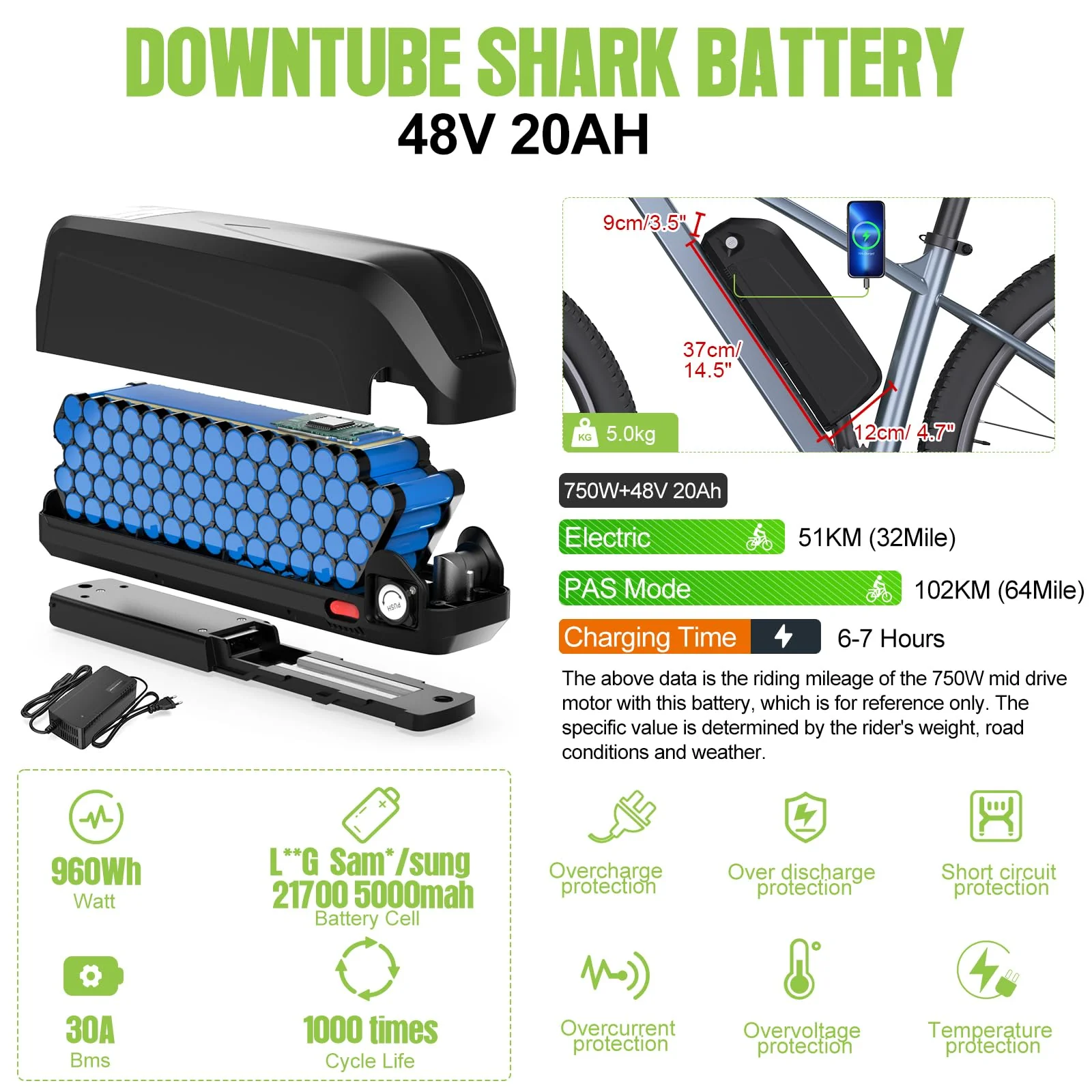 Bafang 750W 48V Middle Motor Kit E-Bike Umbausatz BBS02B, 48V20Ah Unterrohr-Akku Elektrofahrrad mit EKD01 Display und 44T Kettenblatt, für 68-73MM Bottom Bracket Bike - Image 2