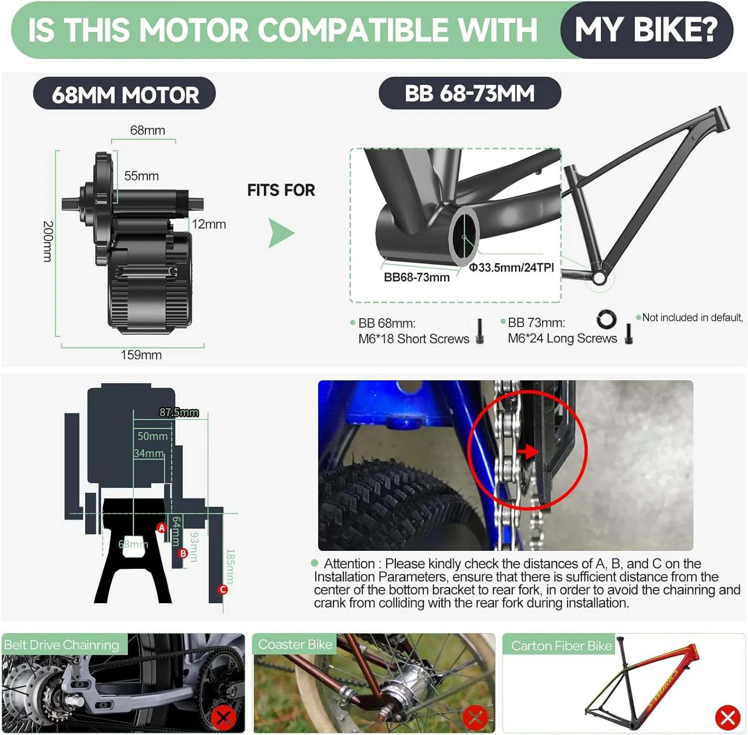 BAFANG Mittelmotor 250W 350W 500W BBS01B G340 Motor mit 36V Akku mit optionalem E-Bike Display Custom E-Bike Umbausätze für BB68mm Mountainbike - Image 5