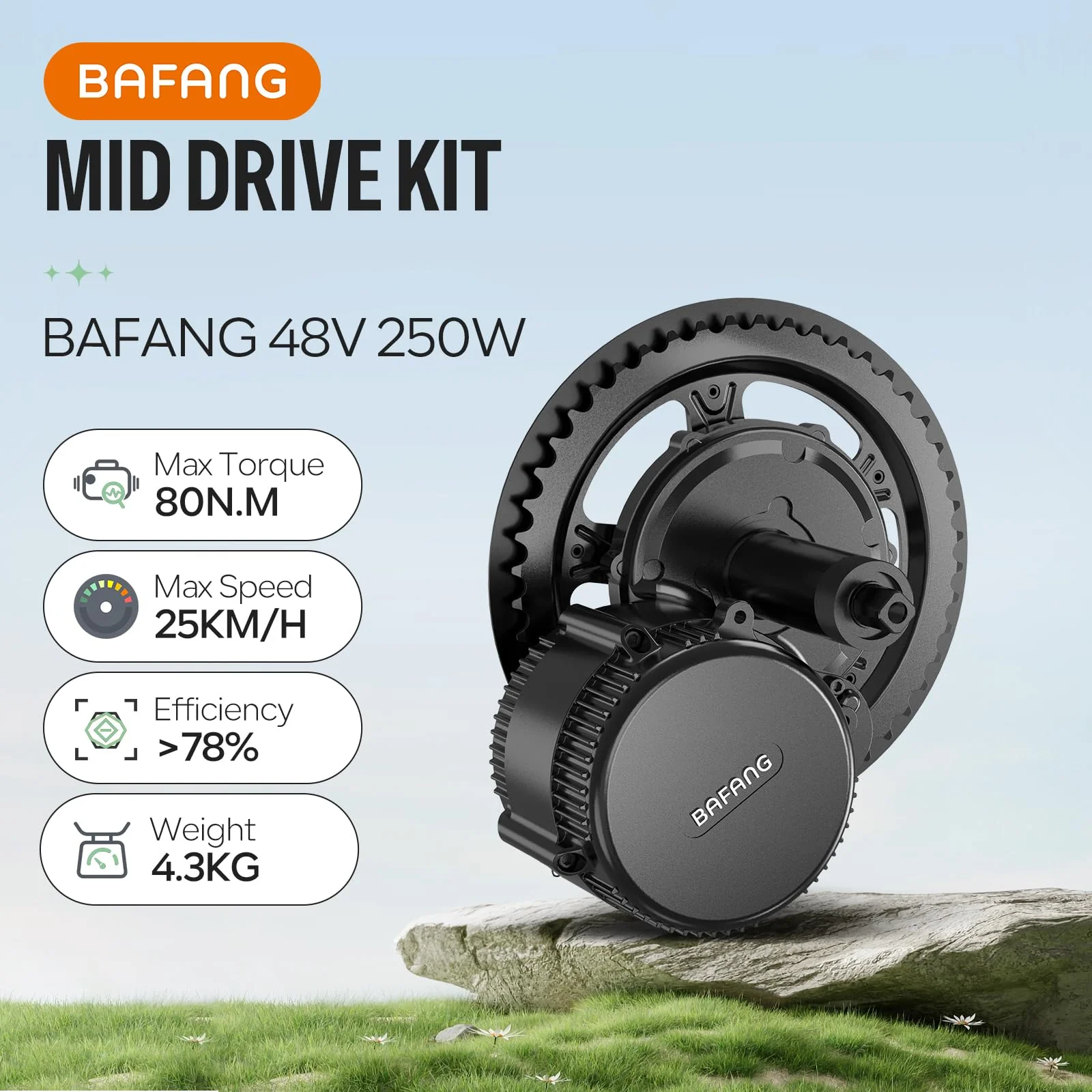 BAFANG Mittelmotor 48V 250W BBS01B Ebike Umbausatz mit 48V13Ah Unterrohr-Batterie und Multifunktions EKD01 Display, CAN Version G340 8fun Motor für BB68mm Mountainbike Rennrad Pendlerfahrrad DIY Kit - Image 8