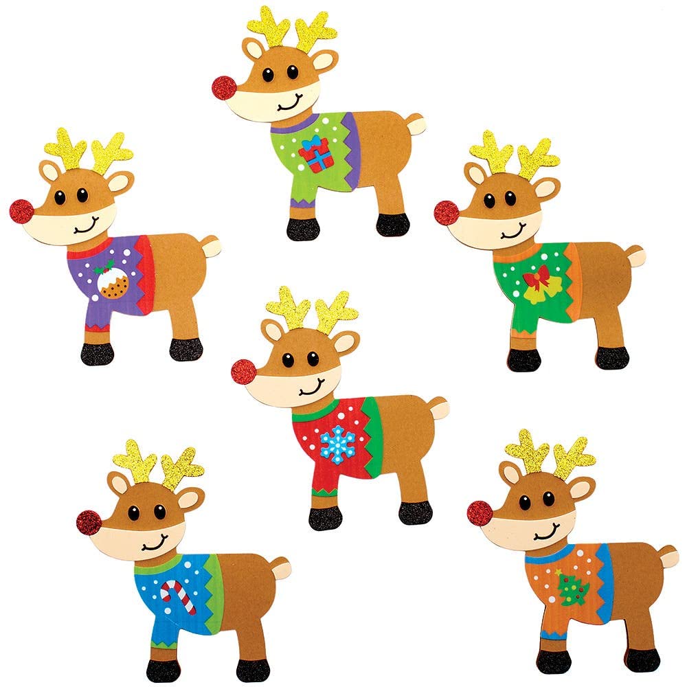 Baker Ross FX240 Rentier Weihnachtskarten Bastelset-6er Pack, Basteln, Karten für Kinder an Weihnachten, Mittel - Image 2